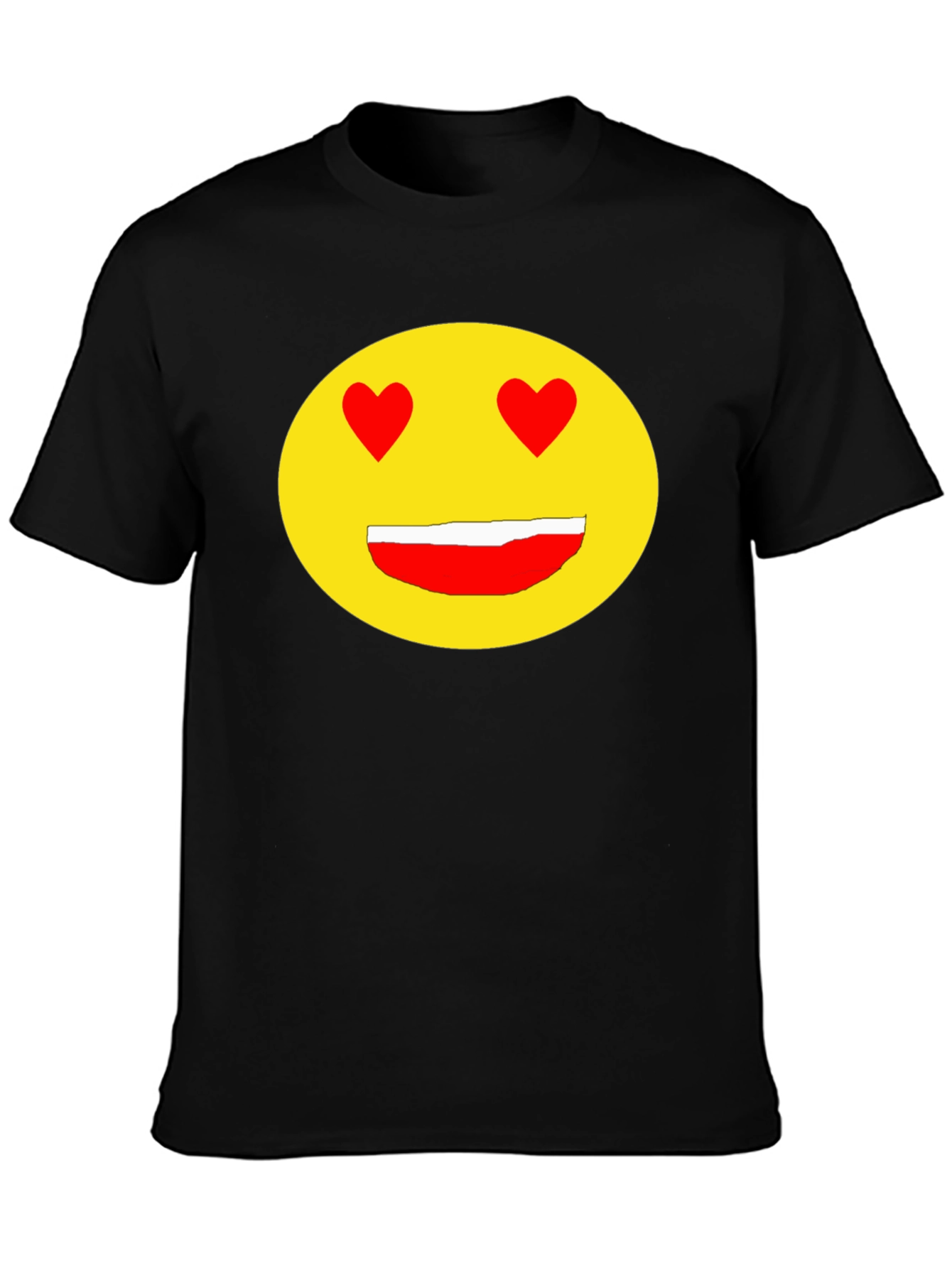 Emoji Heart Eyes Black T-Shirt - Express Your Love!