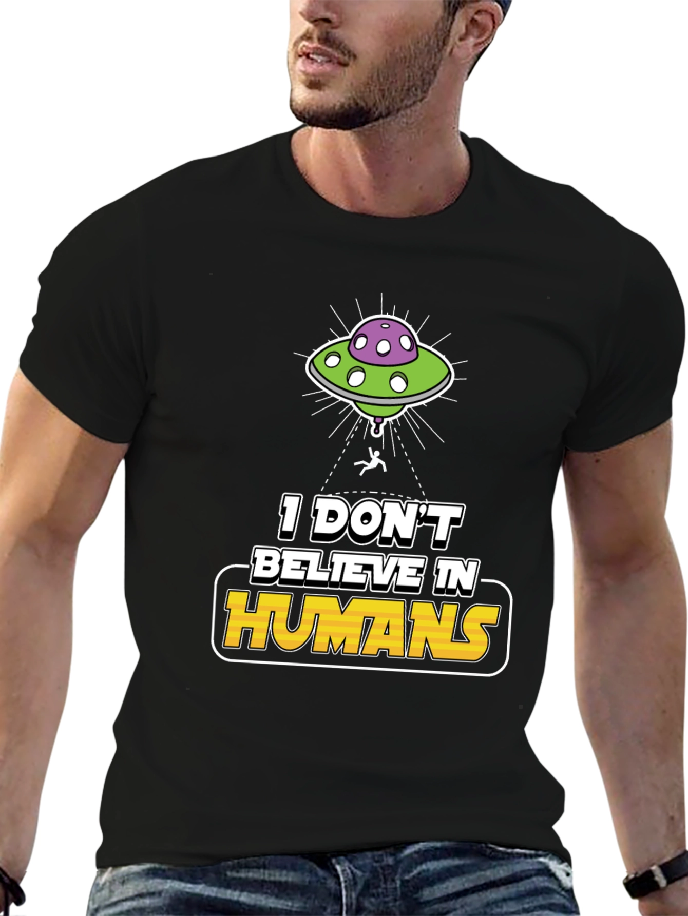 I Dont Believe In Humans Alien Graphic Tee
