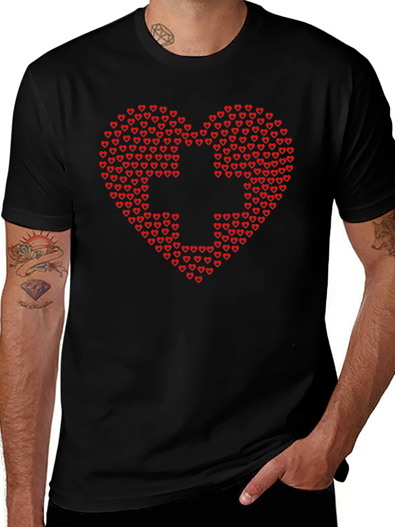 Heart & Cross T-Shirt - Express Your Caring Side