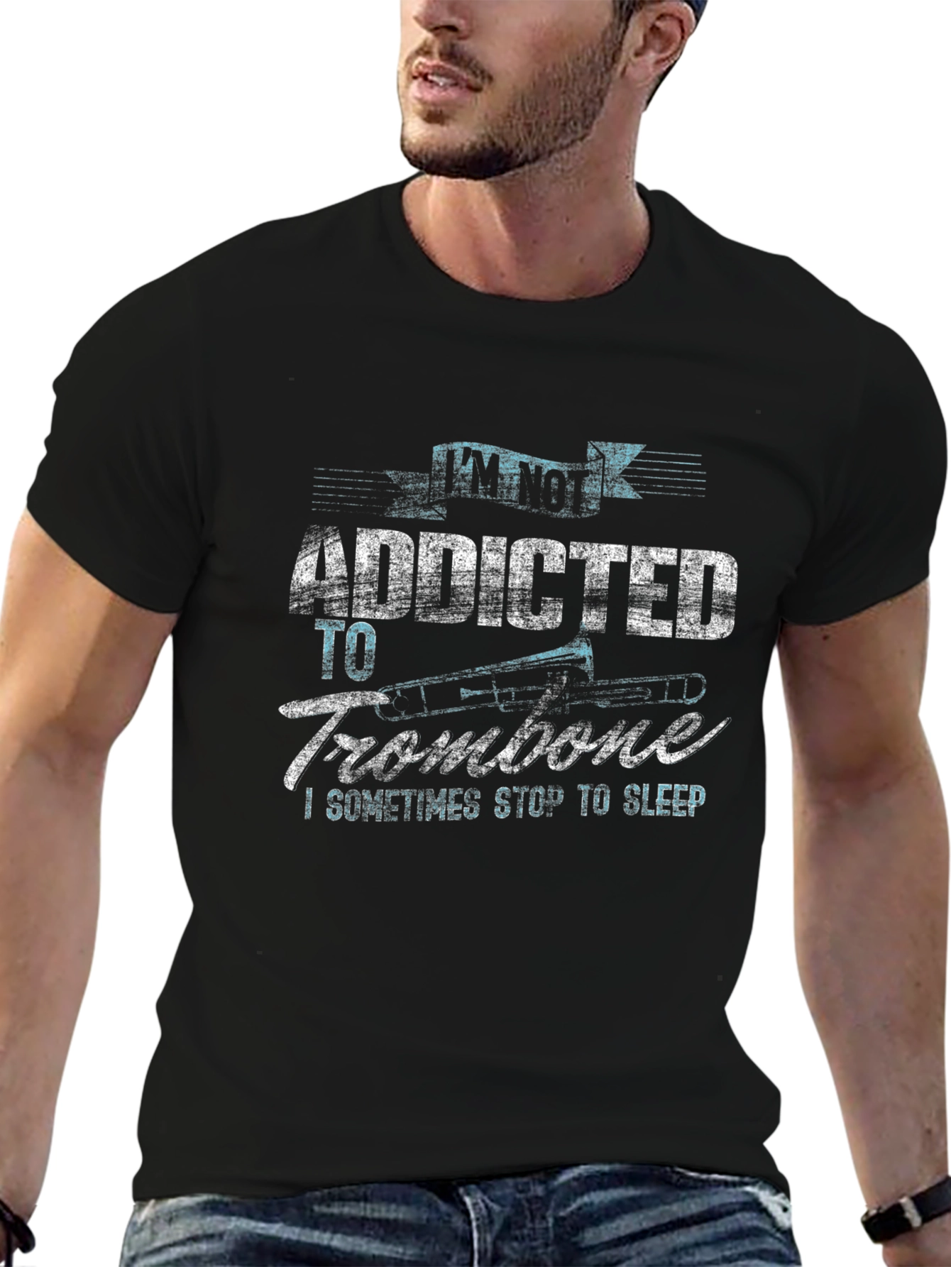 Addicted to Trombone Black Graphic Tee