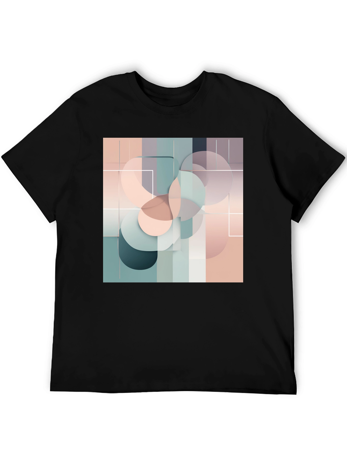 Modern Geometric Circle Design Black T-Shirt