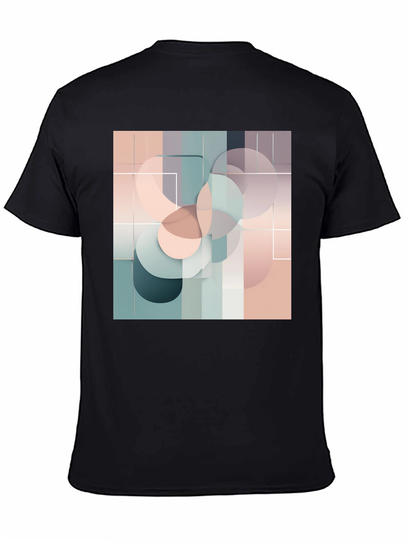 Modern Geometric Circle Design Black T-Shirt