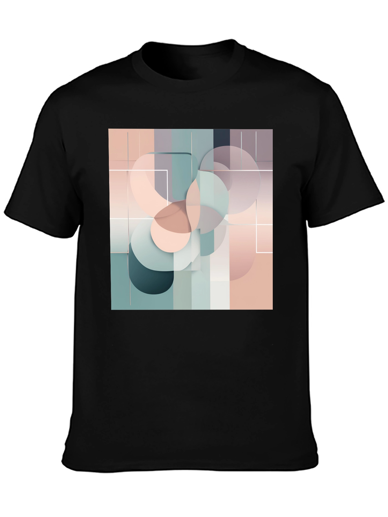 Modern Geometric Circle Design Black T-Shirt