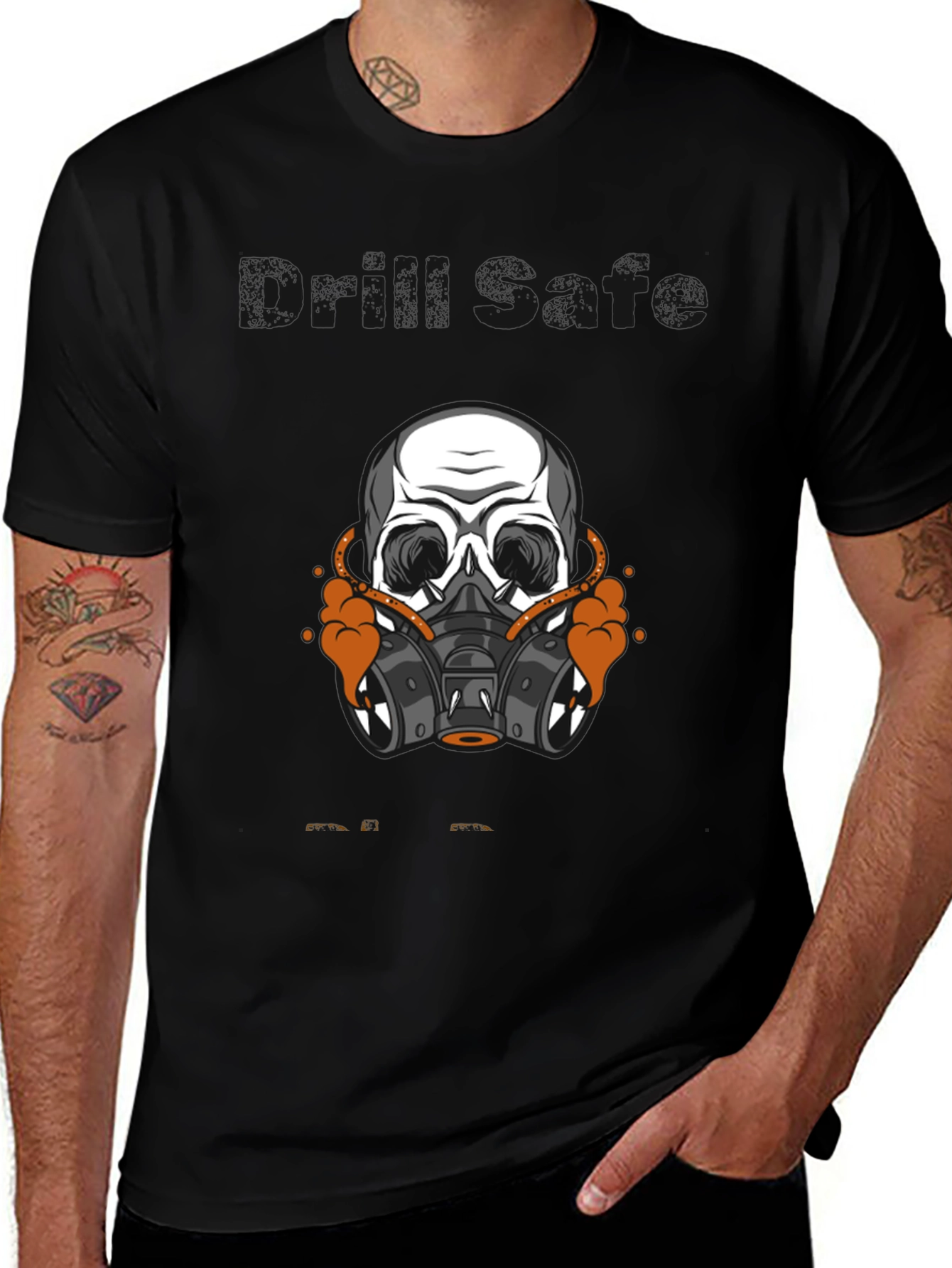 Skull Gas Mask Graphic Tee - Black Cotton T-Shirt