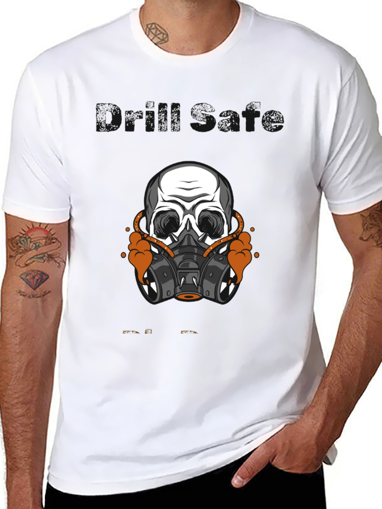 Skull Gas Mask Graphic Tee - Black Cotton T-Shirt