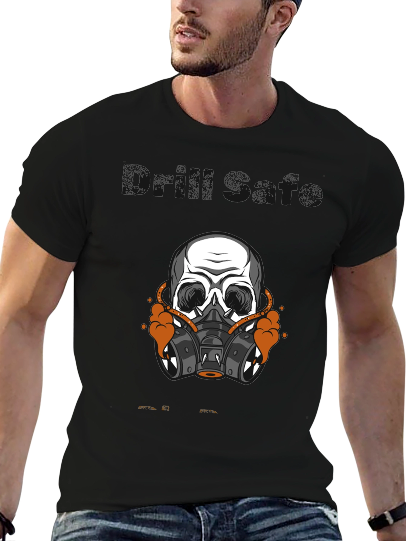 Skull Gas Mask Graphic Tee - Black Cotton T-Shirt