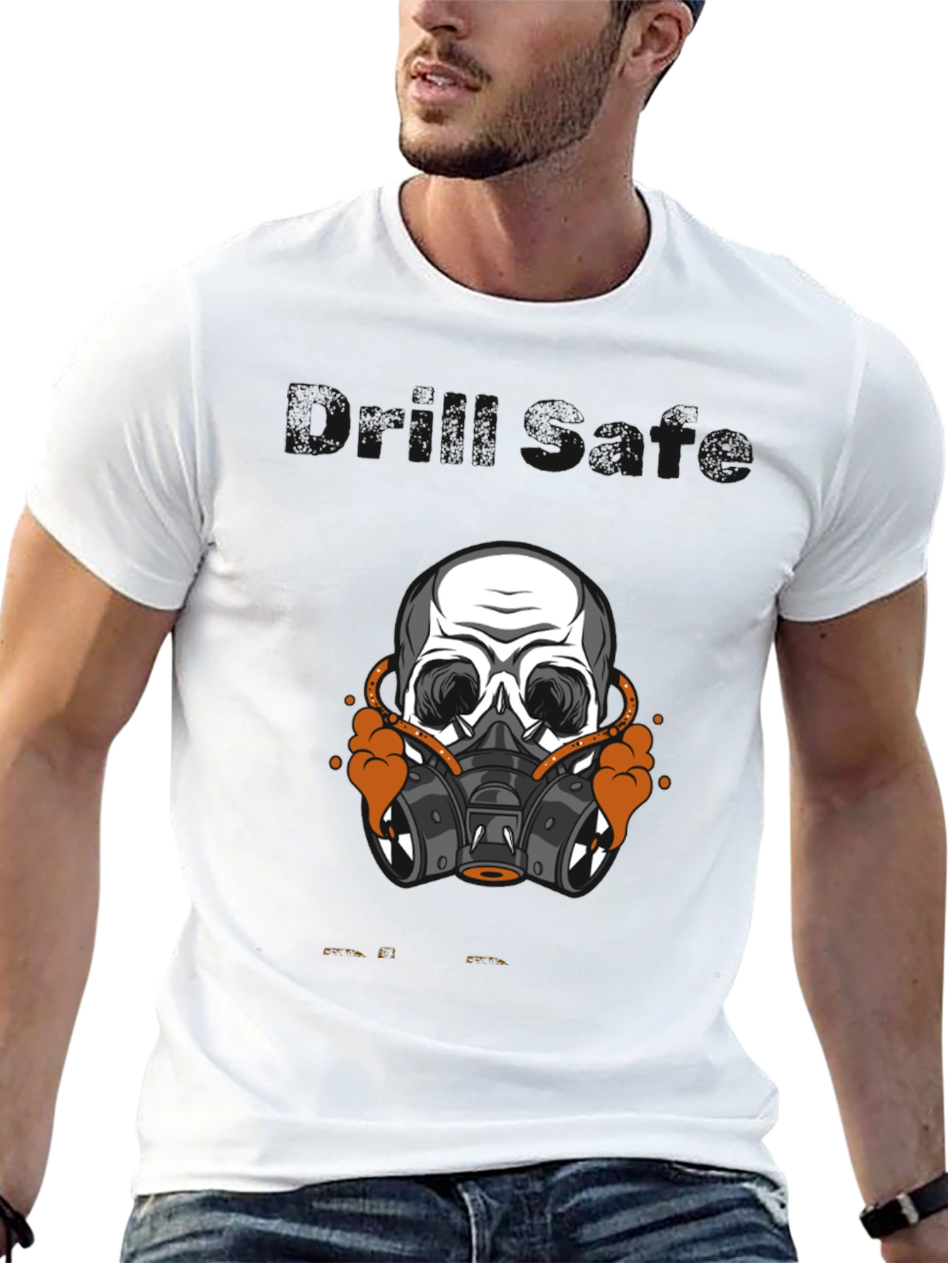 Skull Gas Mask Graphic Tee - Black Cotton T-Shirt