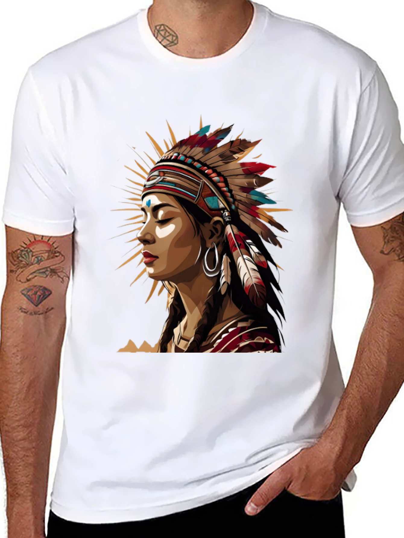 Native American Headdress Graphic Tee - Unisex Black T-Shirt
