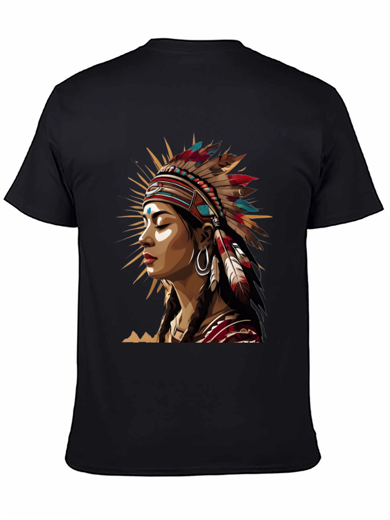 Native American Headdress Graphic Tee - Unisex Black T-Shirt