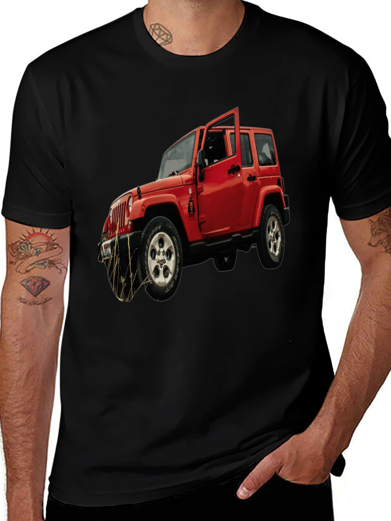 Red Jeep Wrangler Graphic T-Shirt - Off-Road Adventure