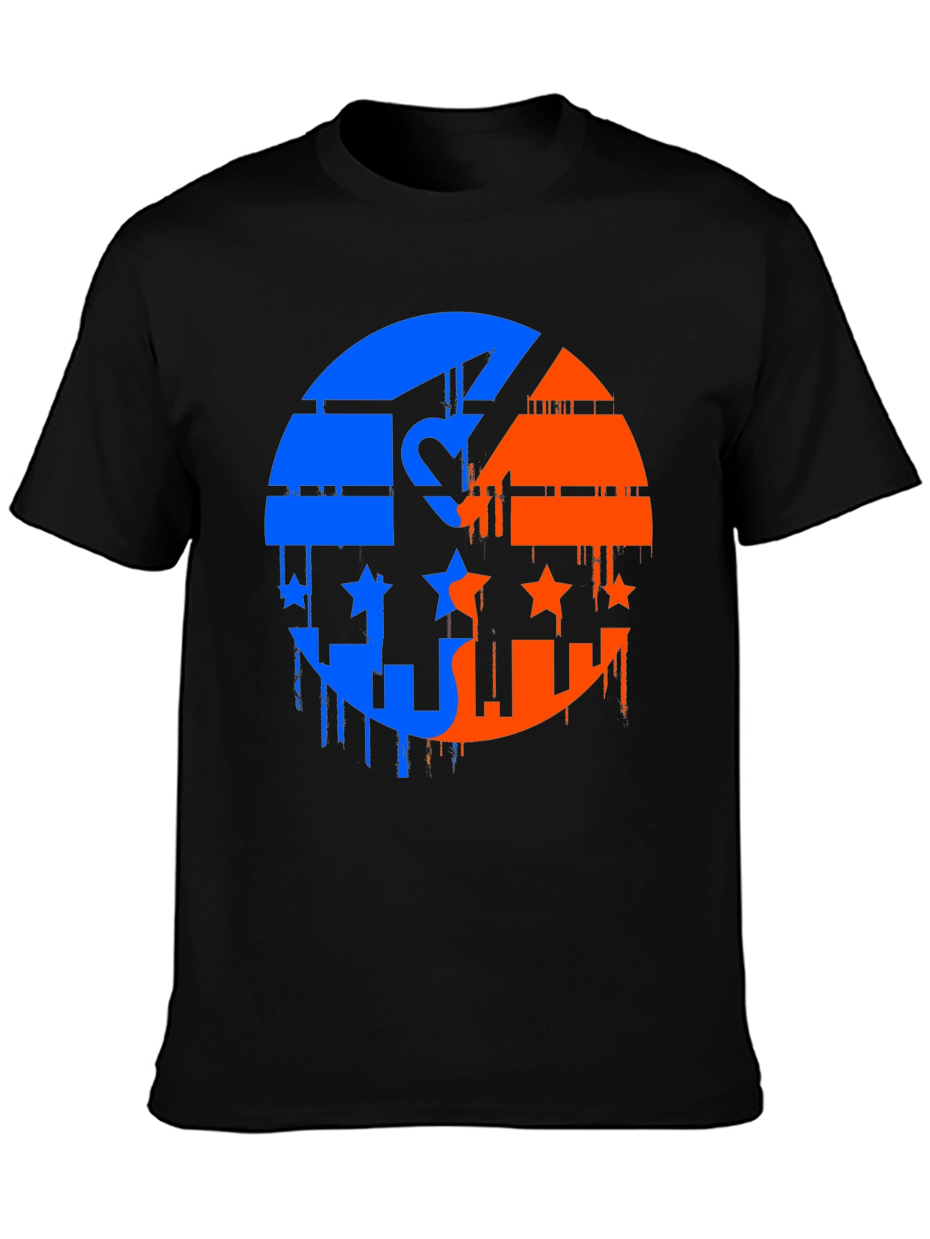 Yin Yang Stars Mens Black Graphic T-Shirt