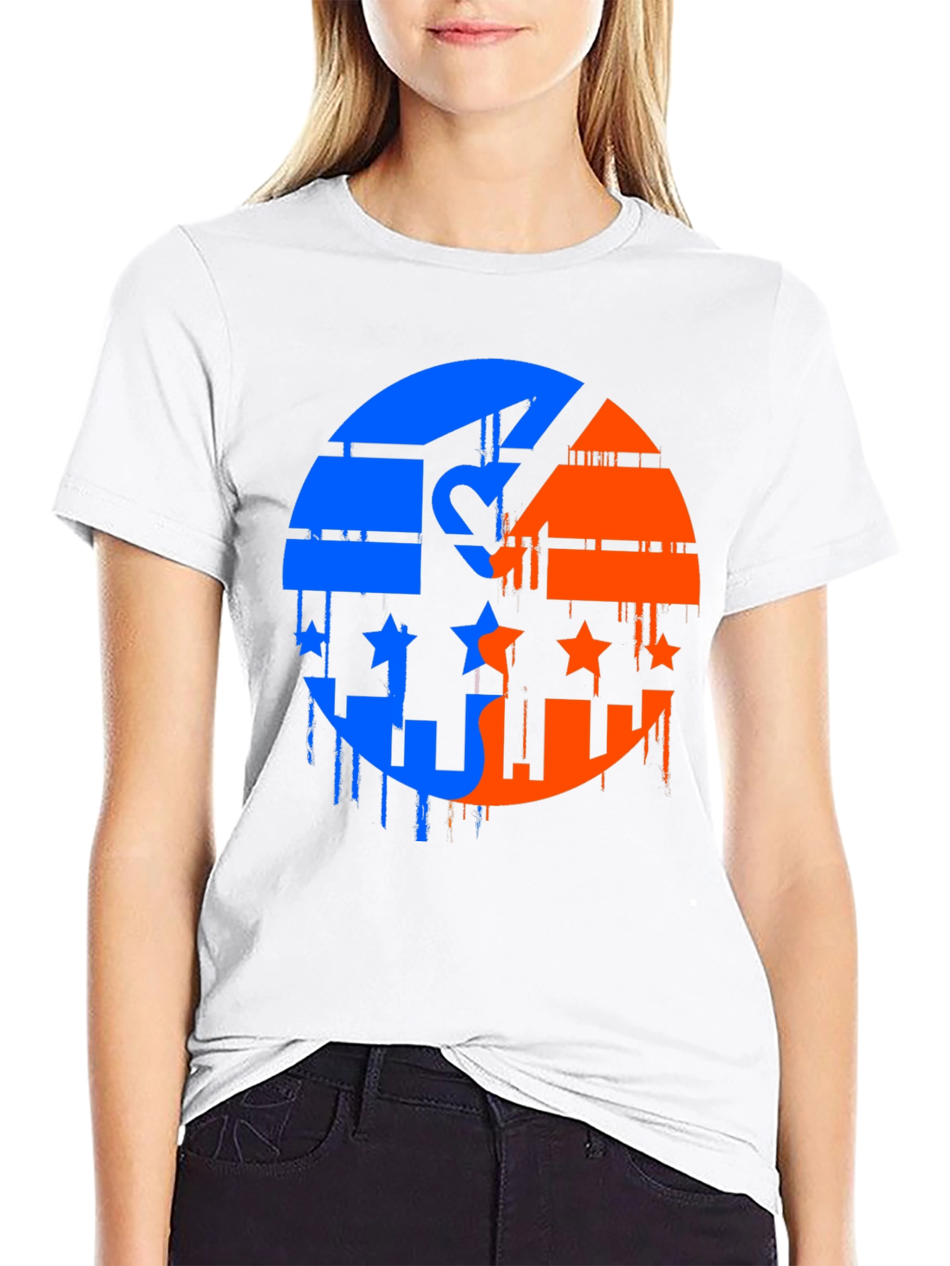 Yin Yang Stars Mens Black Graphic T-Shirt
