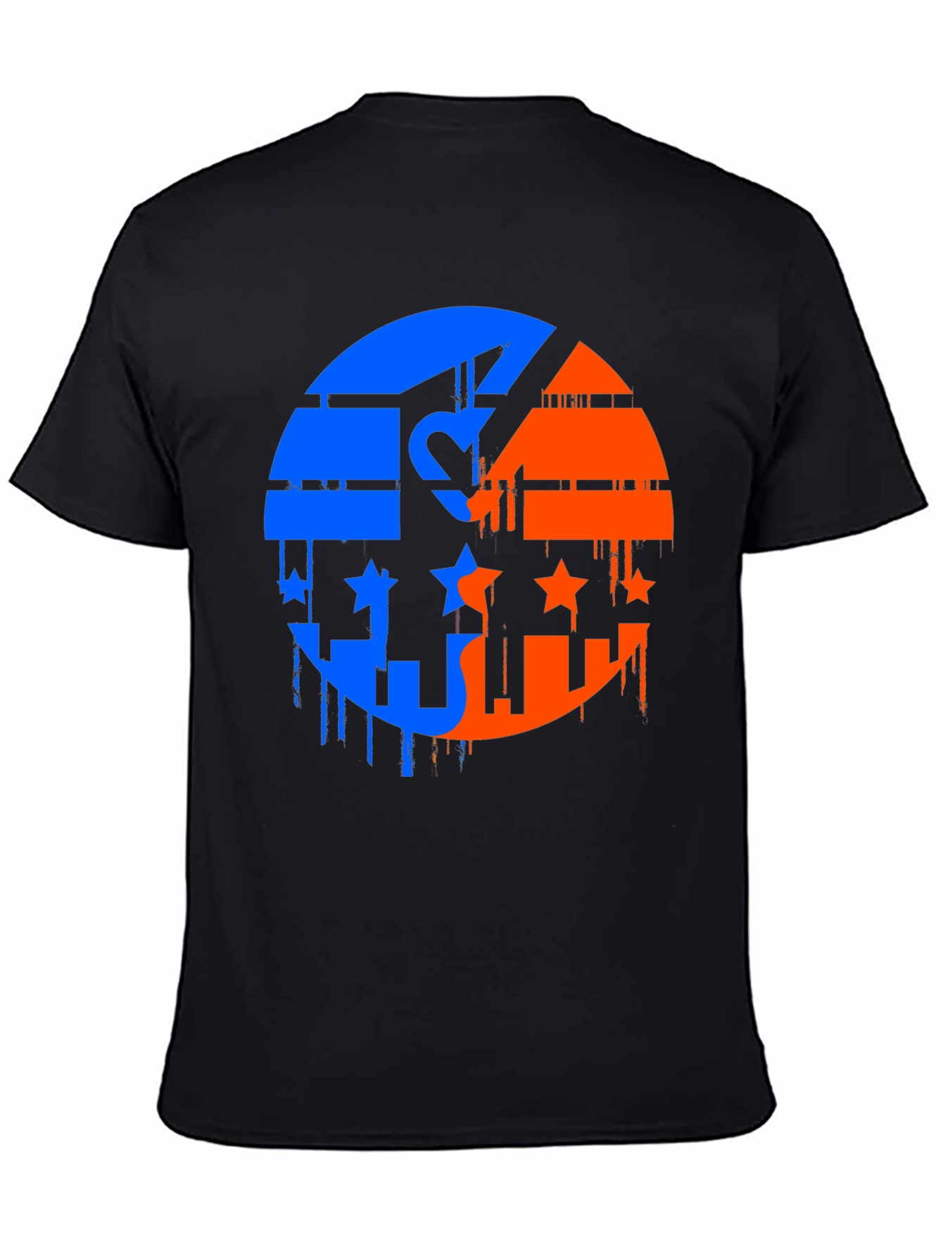 Yin Yang Stars Mens Black Graphic T-Shirt