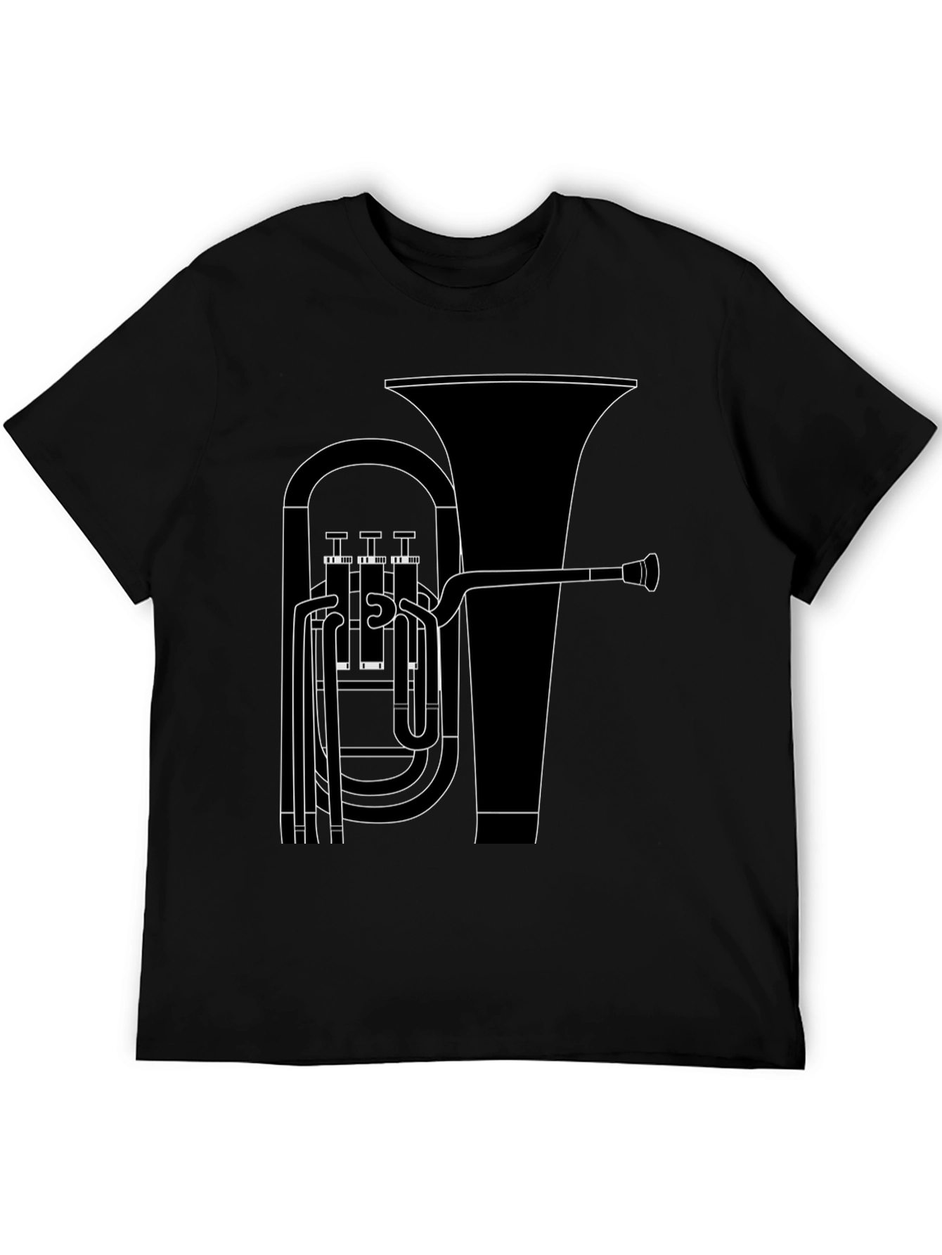 Tuba Outline Graphic Tee - Musicians Black T-Shirt