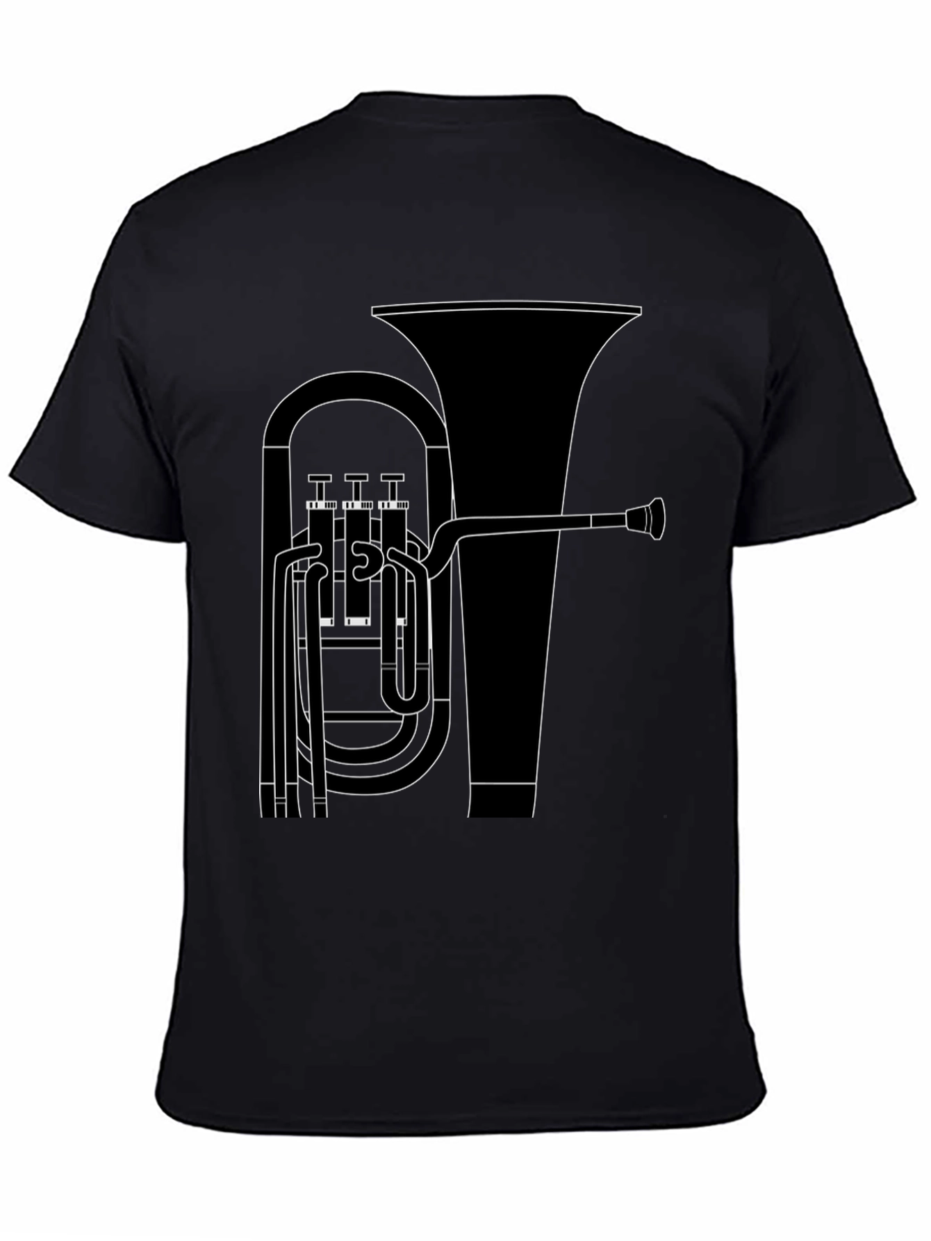 Tuba Outline Graphic Tee - Musicians Black T-Shirt