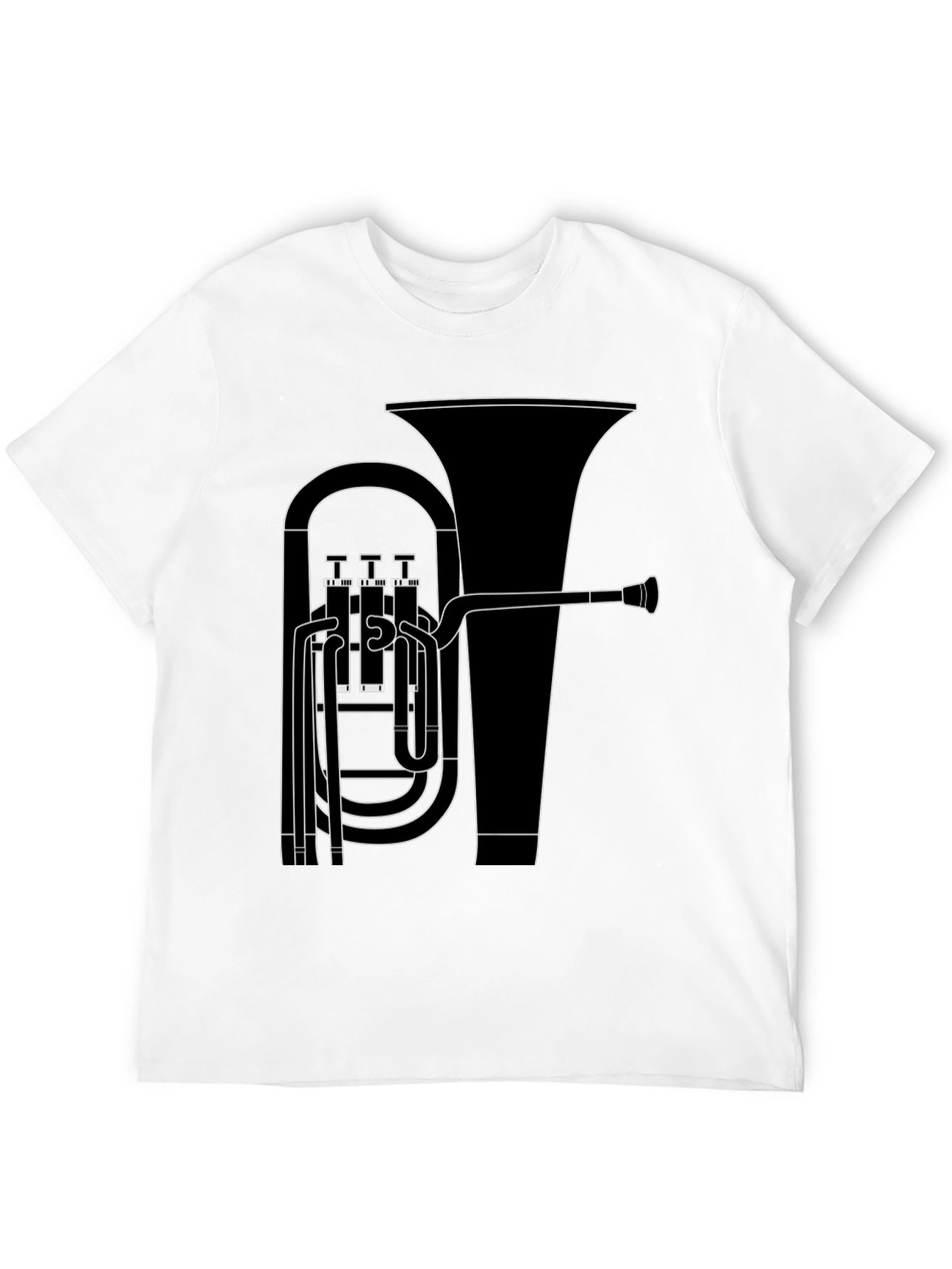 Tuba Outline Graphic Tee - Musicians Black T-Shirt