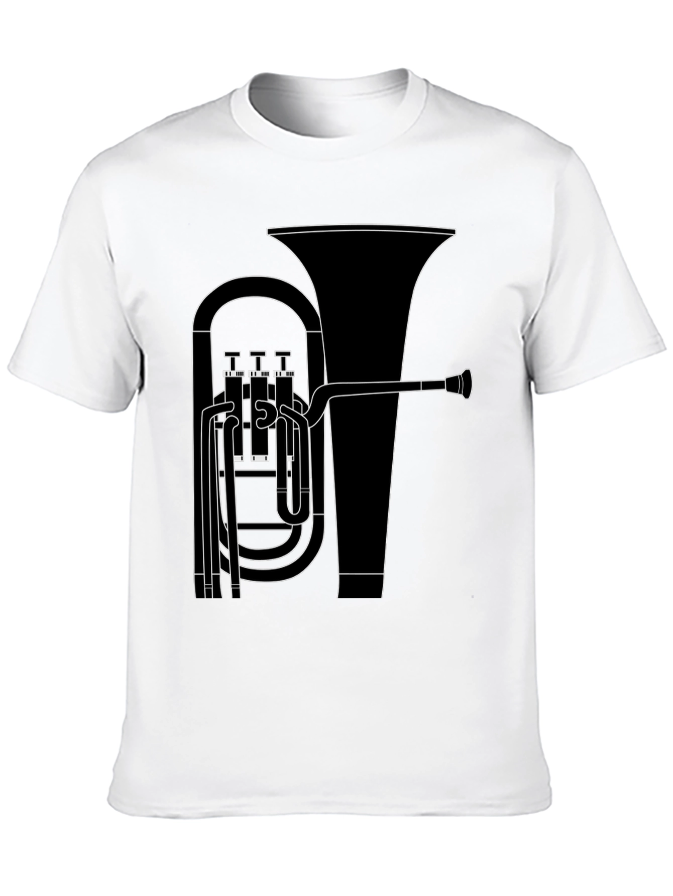 Tuba Outline Graphic Tee - Musicians Black T-Shirt