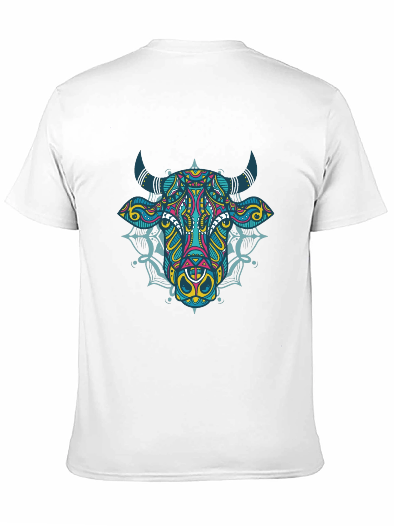 Psychedelic Bull Graphic Tee - Black Cotton T-Shirt