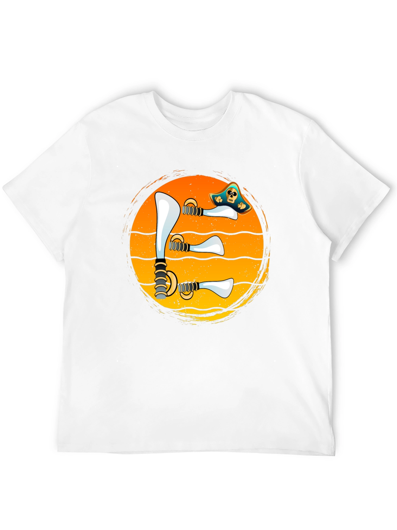 Pirate Swords Sunset T-Shirt Novelty Graphic Tee