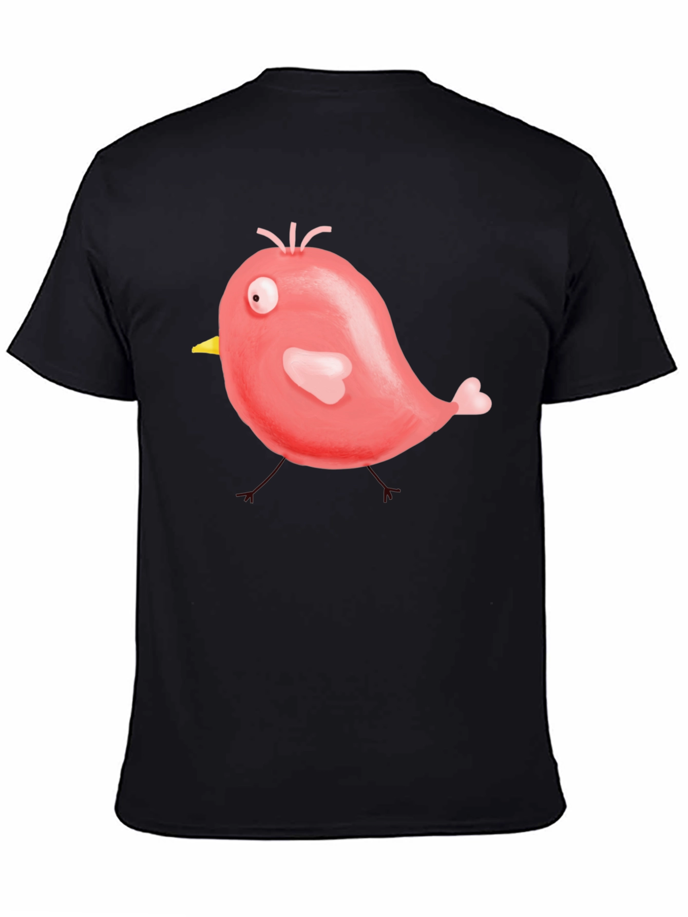 Cute Cartoon Bird Graphic Black T-Shirt