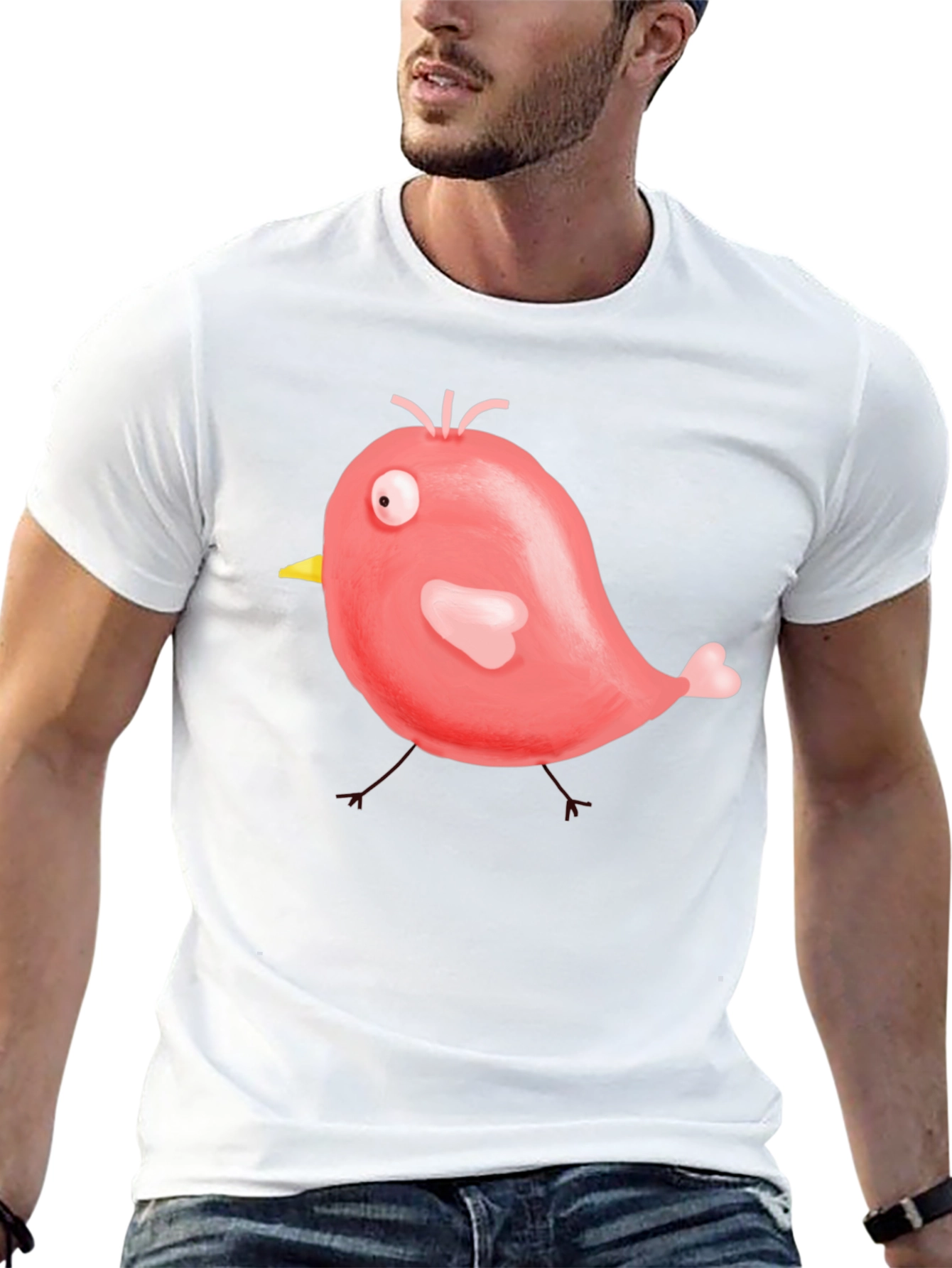 Cute Cartoon Bird Graphic Black T-Shirt