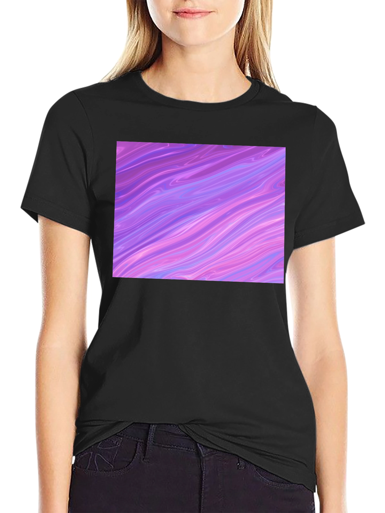 Abstract Swirl Graphic Tee - Black