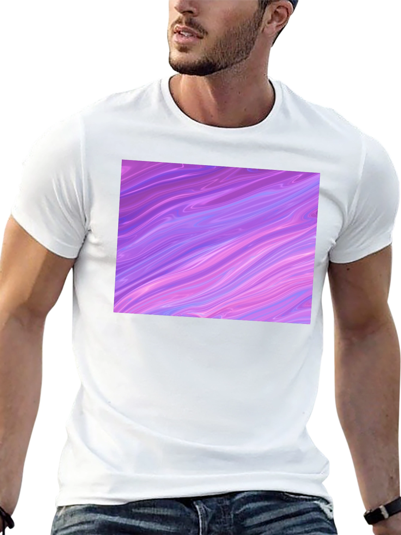 Abstract Swirl Graphic Tee - Black