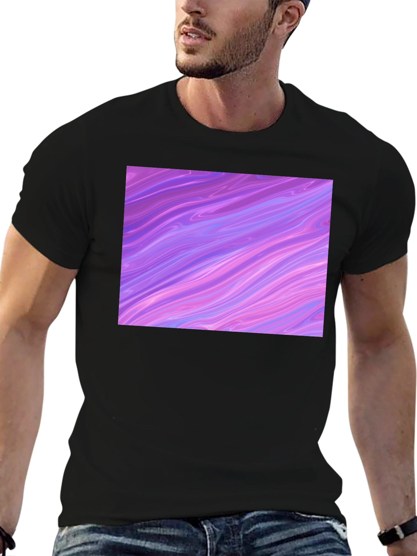 Abstract Swirl Graphic Tee - Black