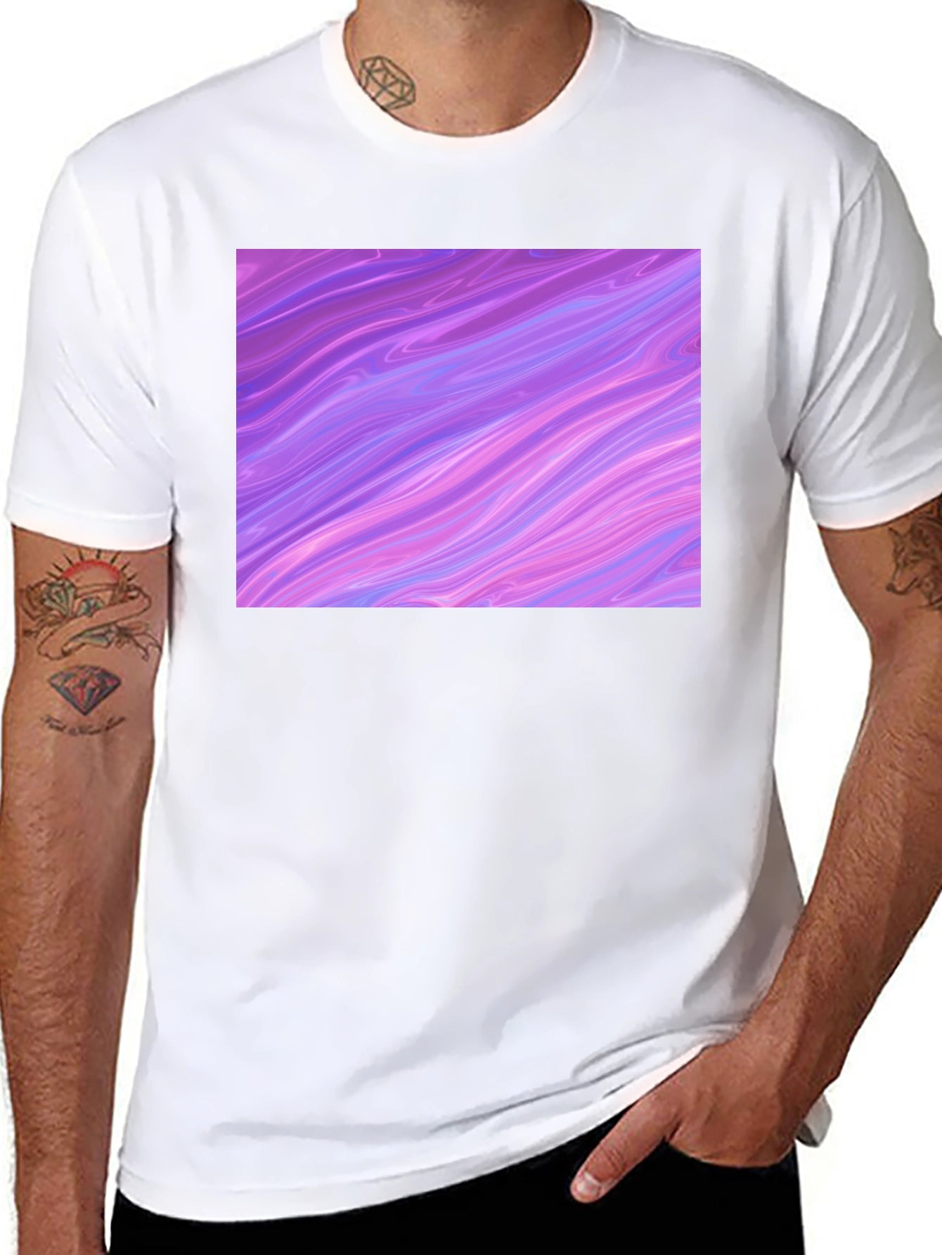 Abstract Swirl Graphic Tee - Black