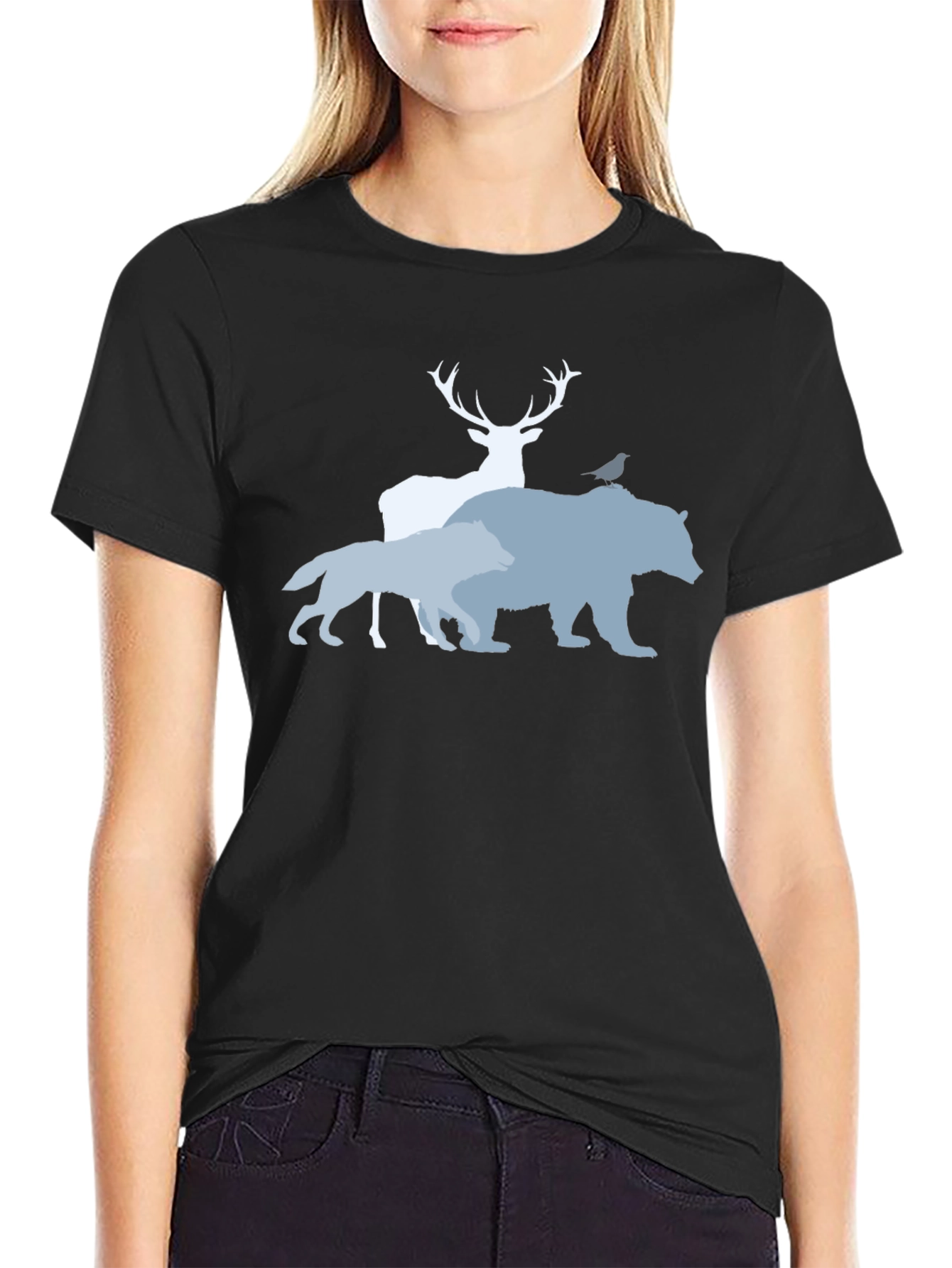 Wildlife Trio Graphic Tee - Black