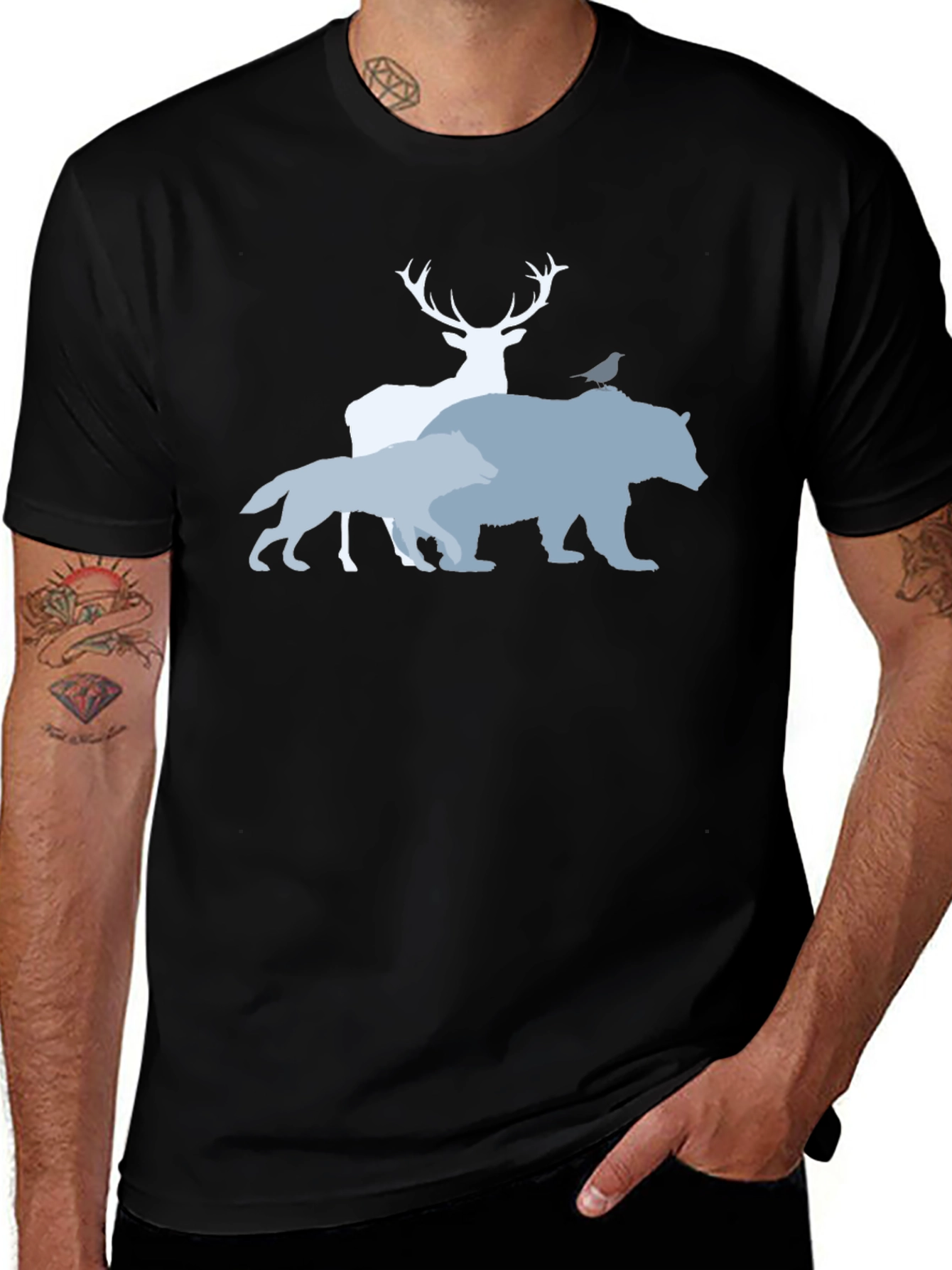 Wildlife Trio Graphic Tee - Black