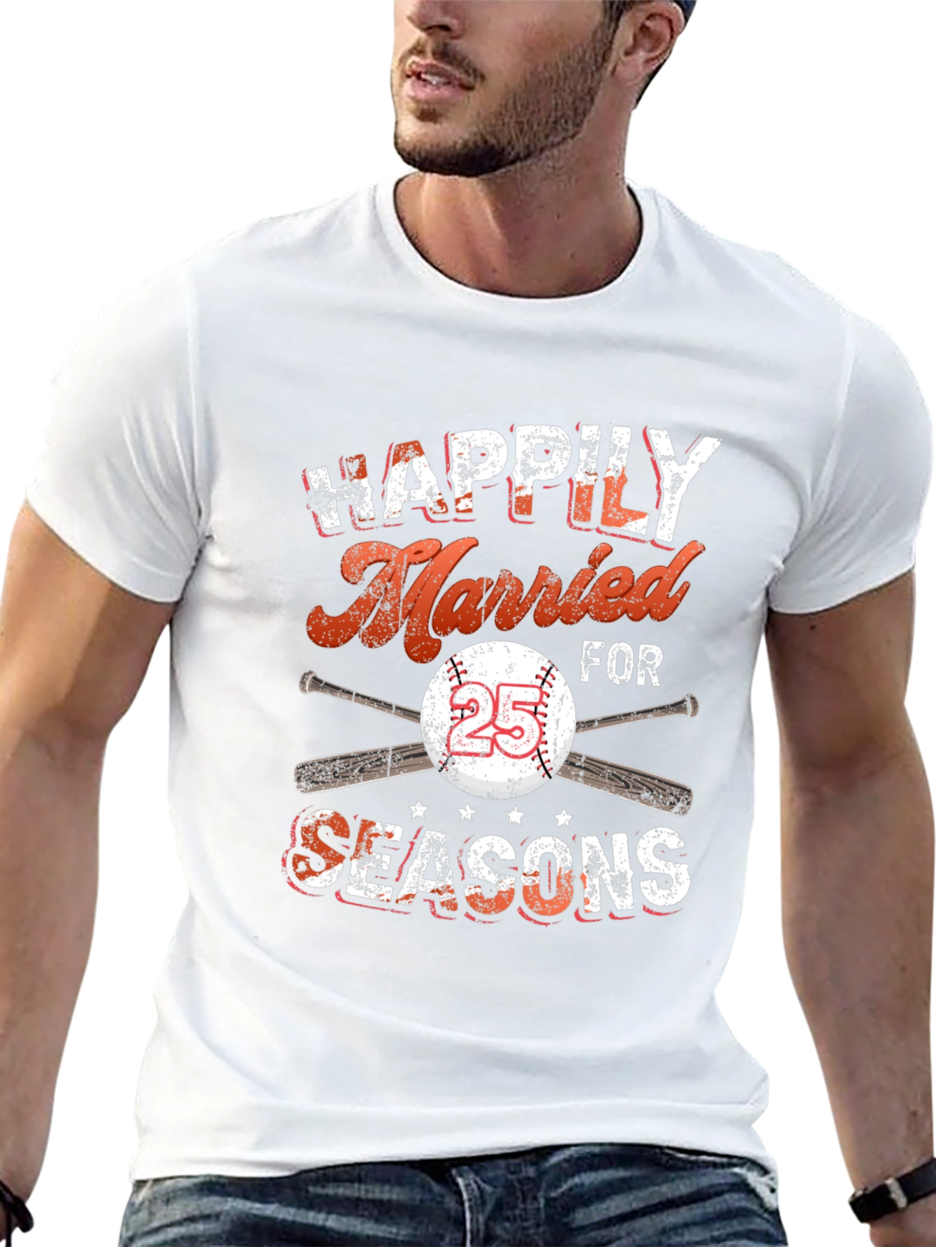Happily Married for 25 Seasons Baseball T-Shirt