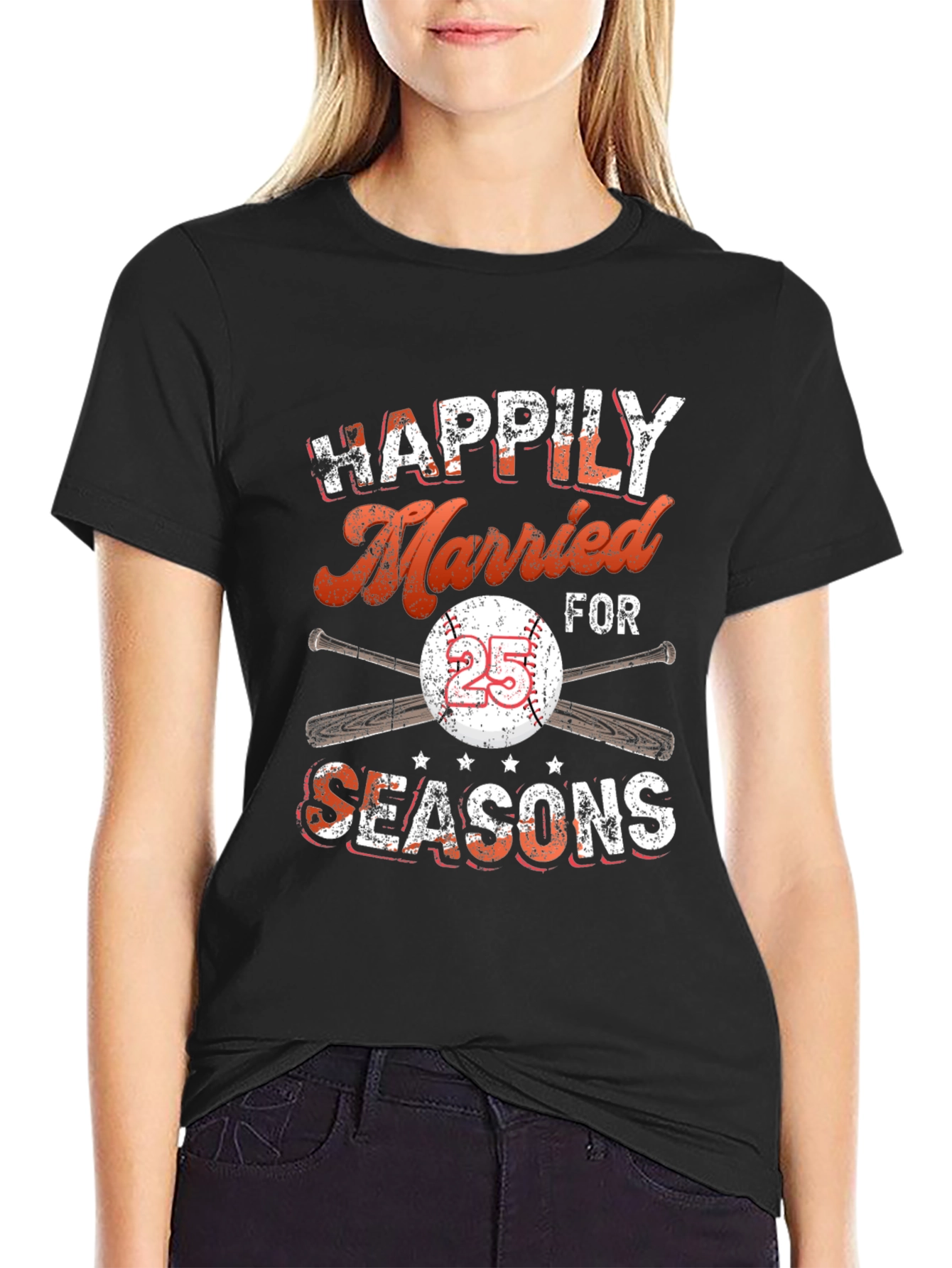 Happily Married for 25 Seasons Baseball T-Shirt