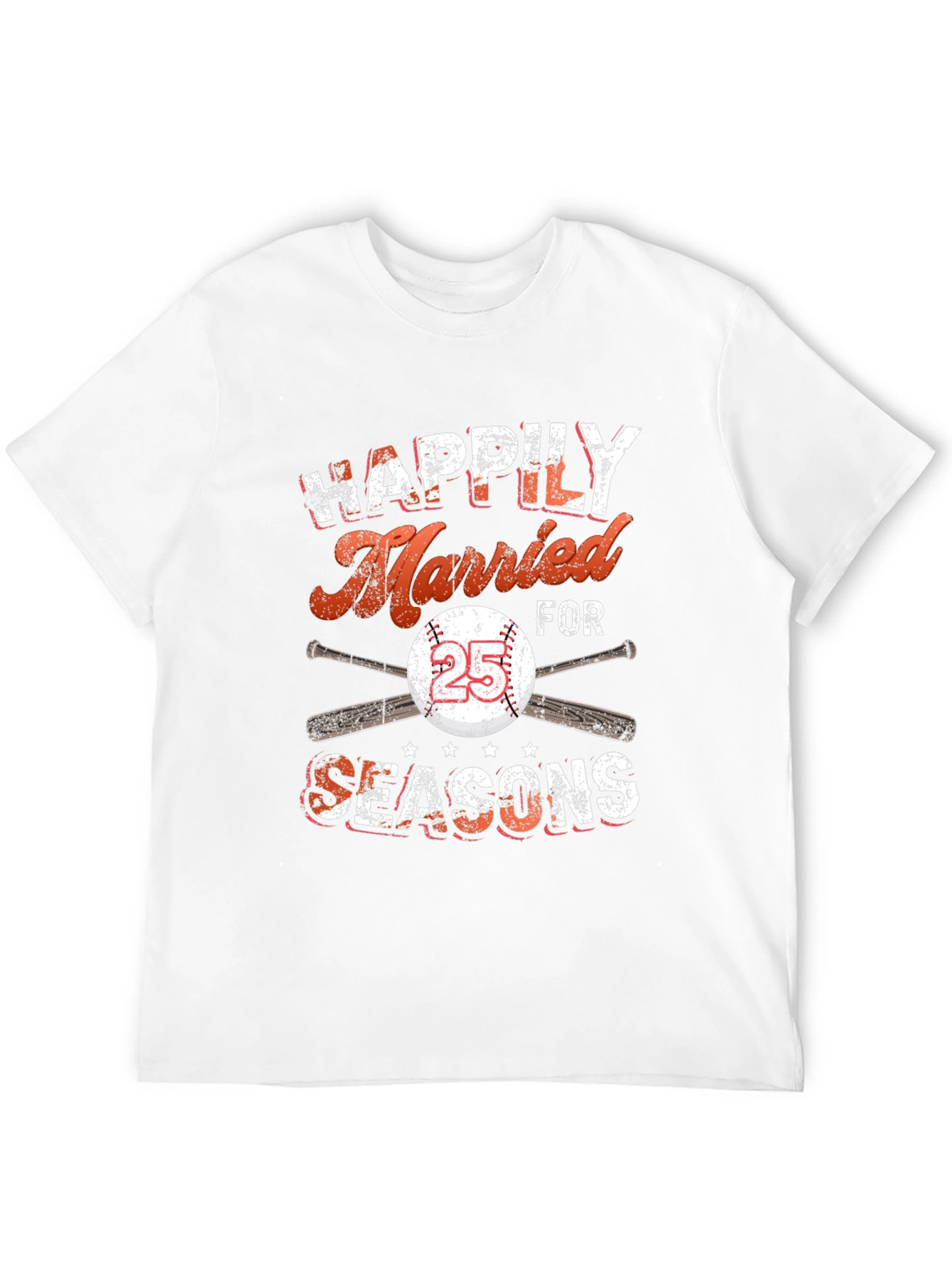 Happily Married for 25 Seasons Baseball T-Shirt