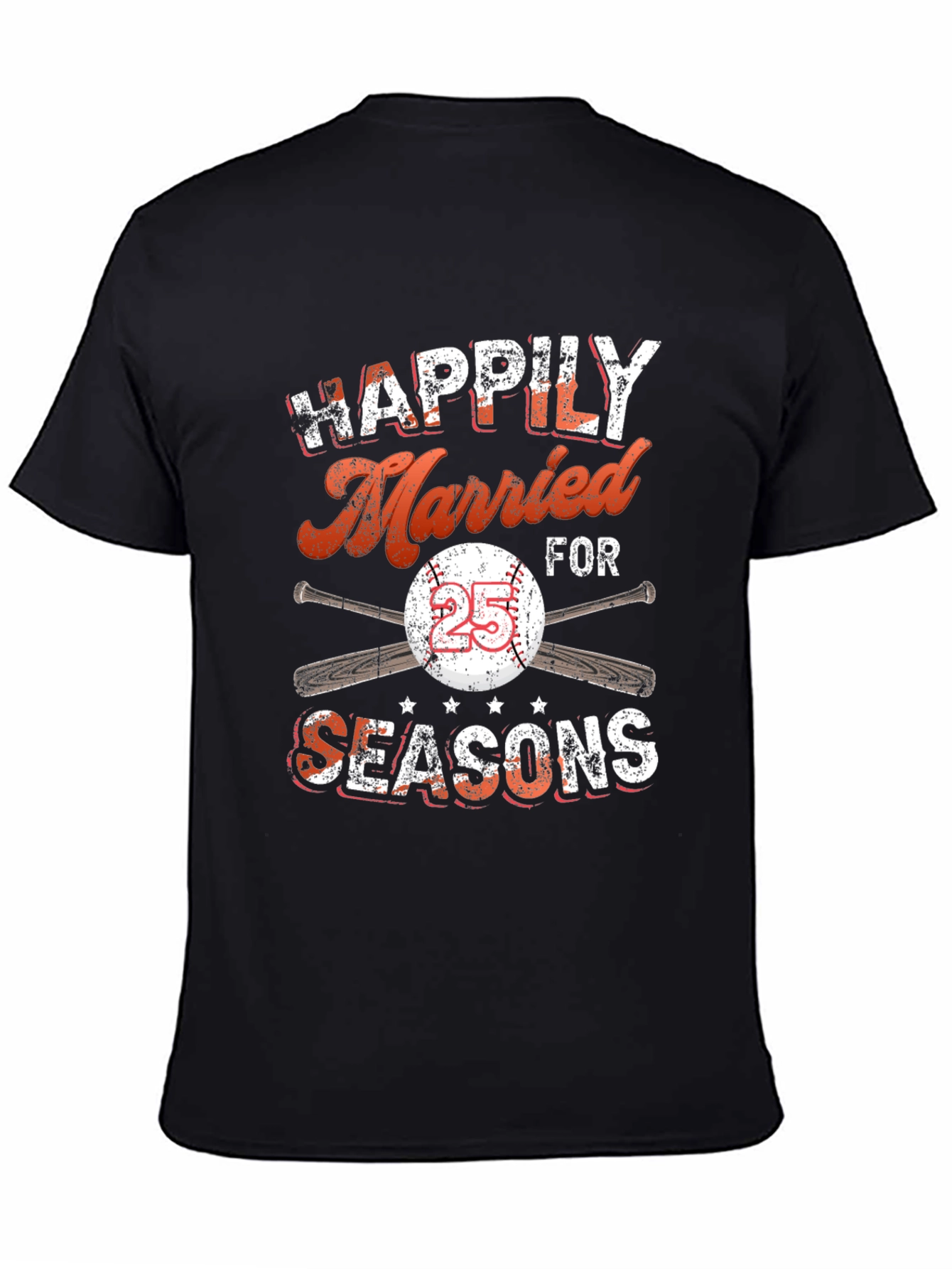 Happily Married for 25 Seasons Baseball T-Shirt