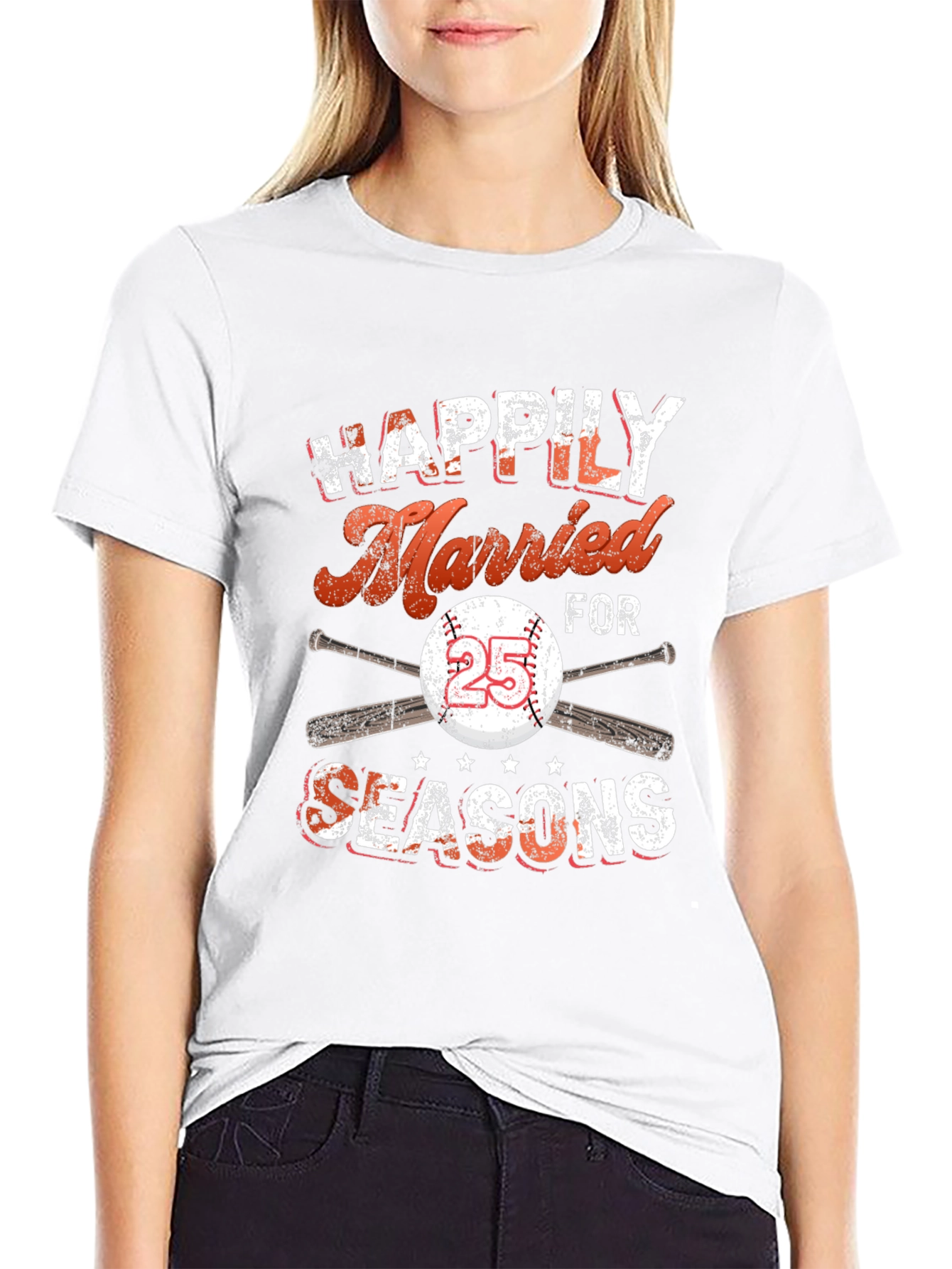 Happily Married for 25 Seasons Baseball T-Shirt