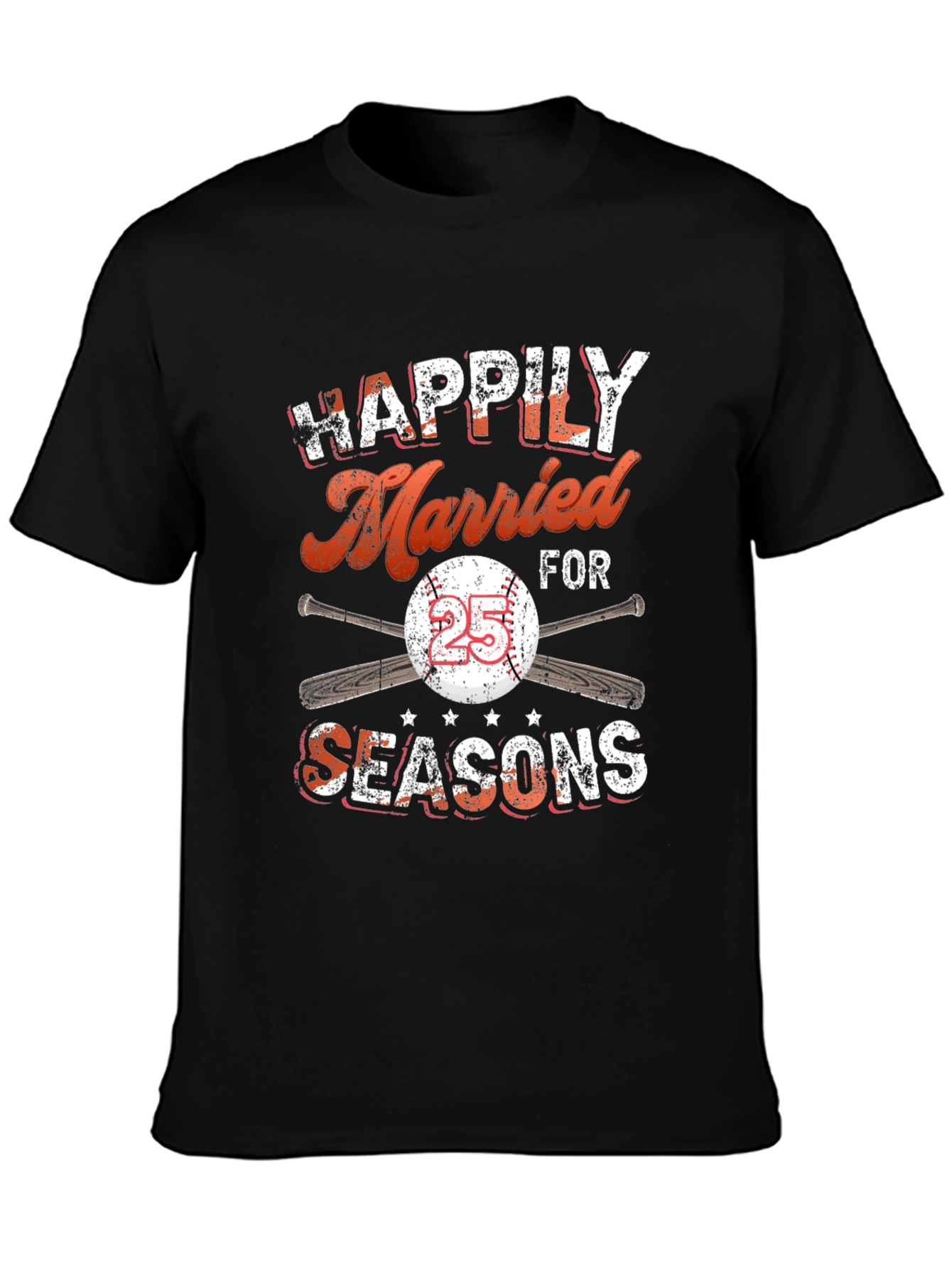 Happily Married for 25 Seasons Baseball T-Shirt