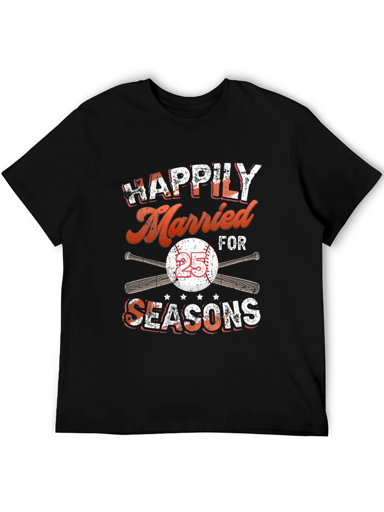 Happily Married for 25 Seasons Baseball T-Shirt