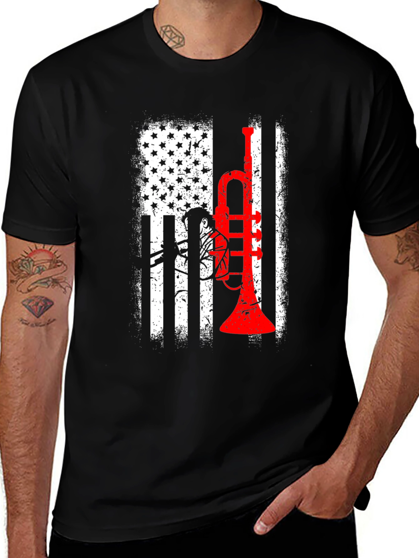 Trumpet USA Flag Graphic Tee