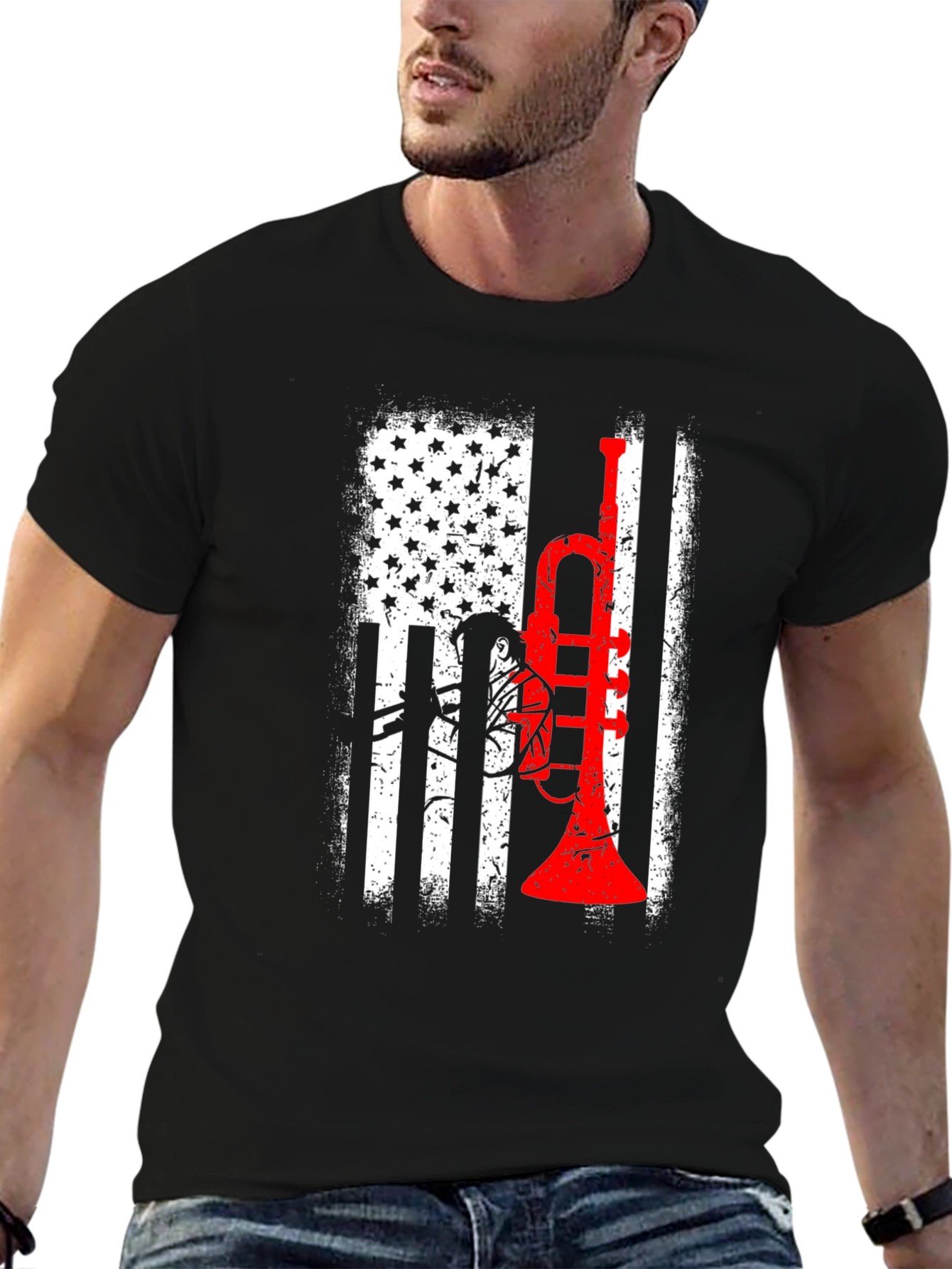 Trumpet USA Flag Graphic Tee