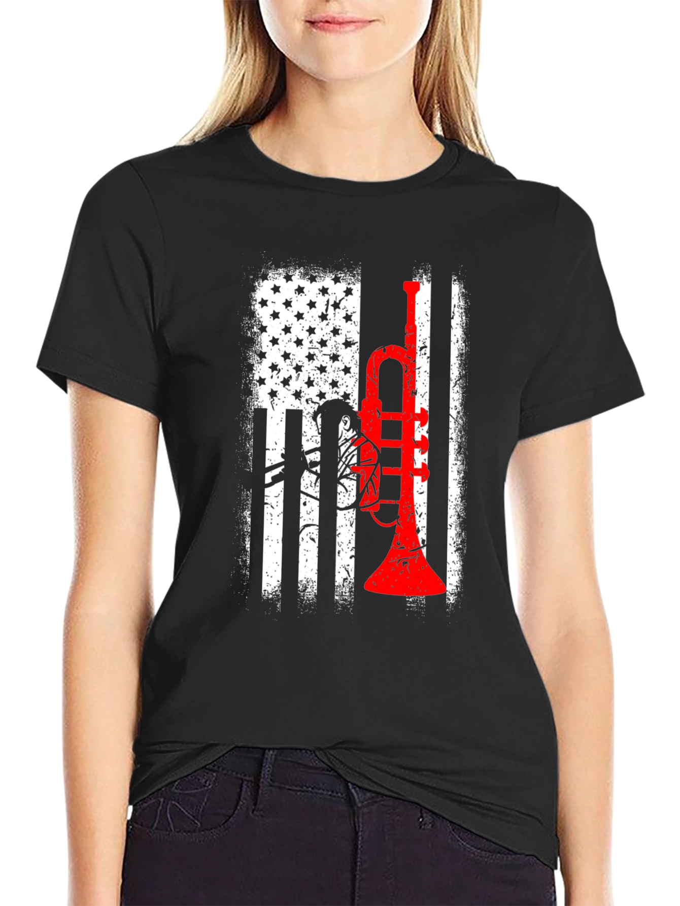 Trumpet USA Flag Graphic Tee