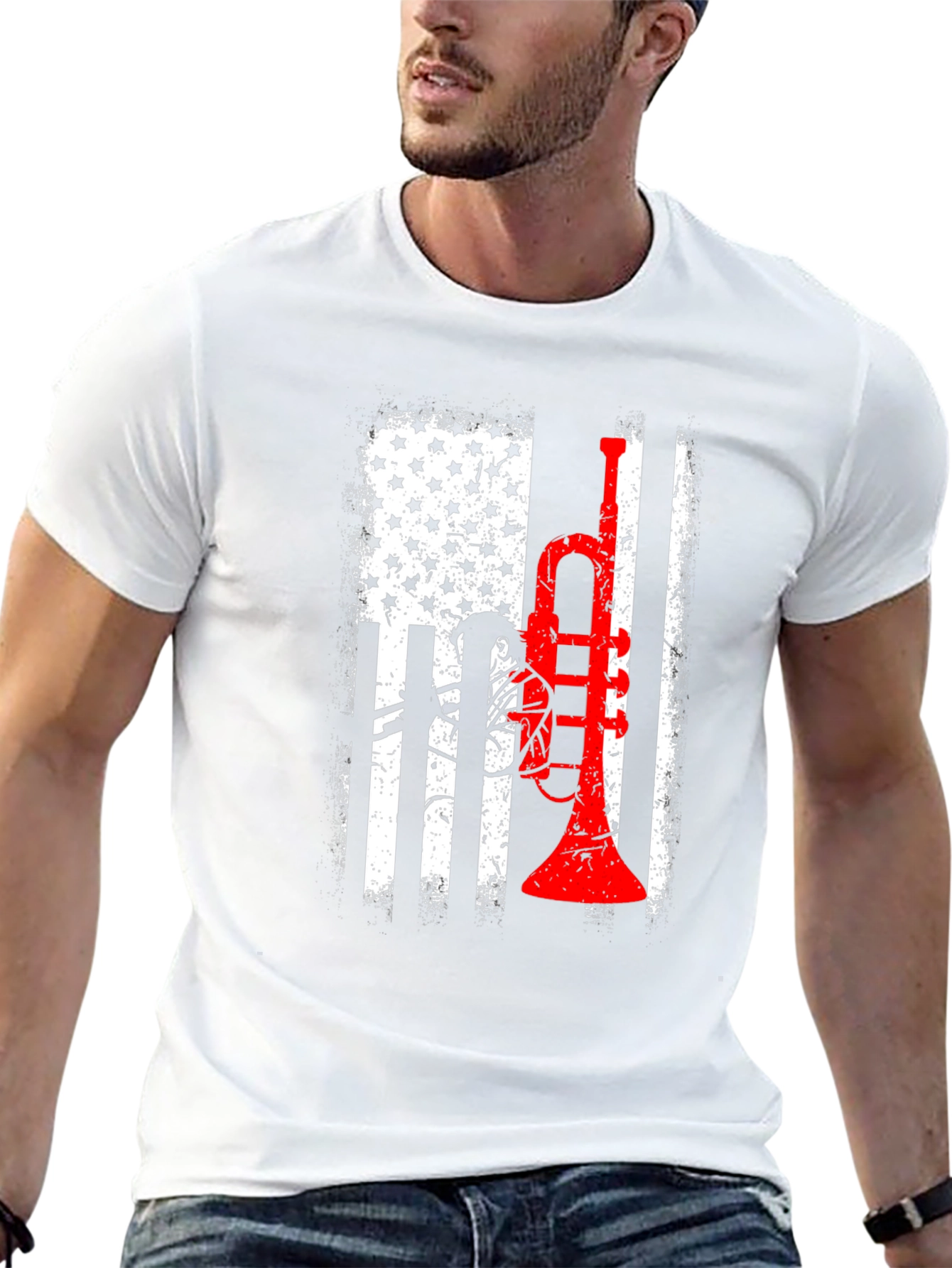 Trumpet USA Flag Graphic Tee