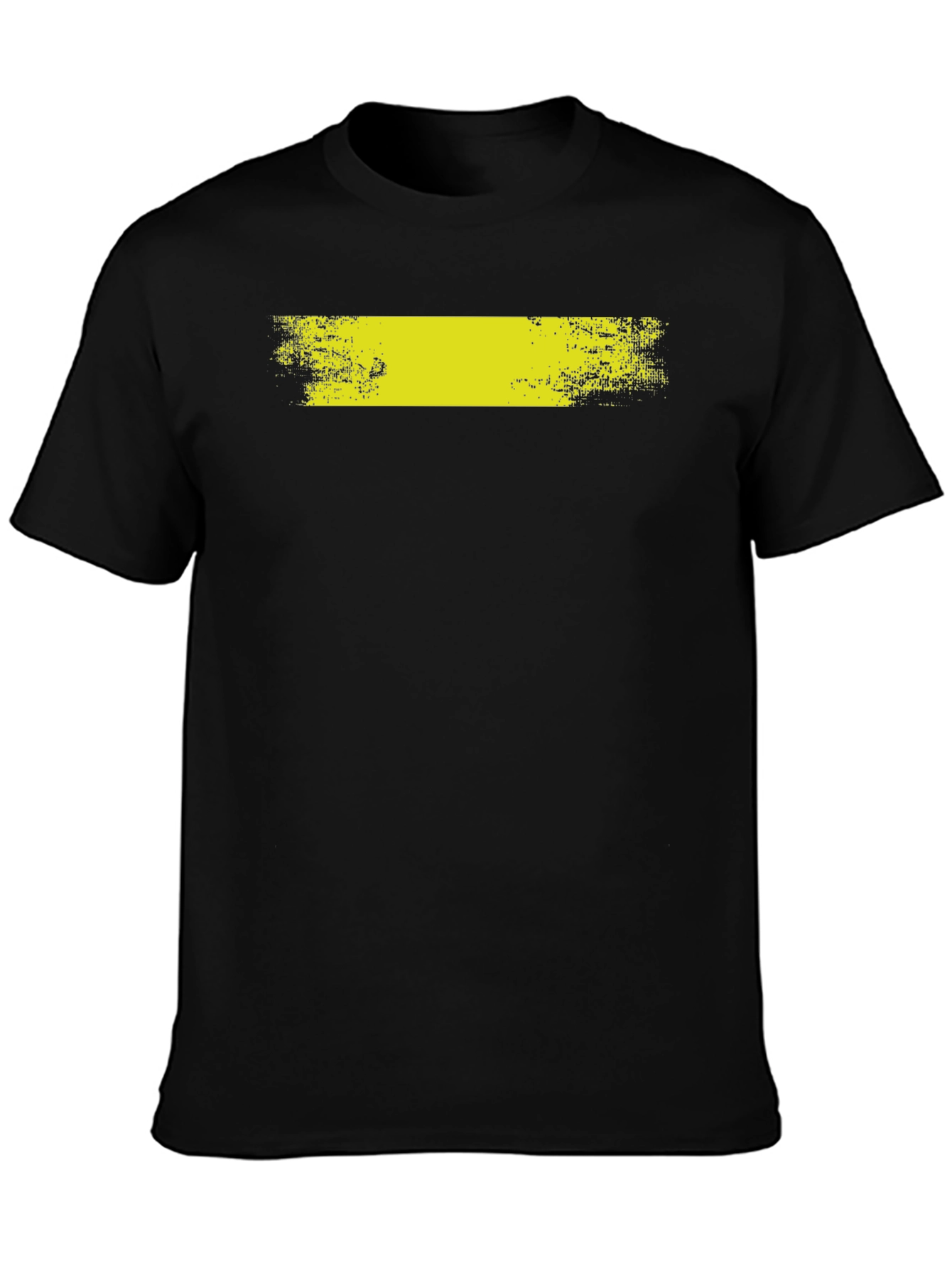 Black T-Shirt with Distressed Yellow Bar Graphic