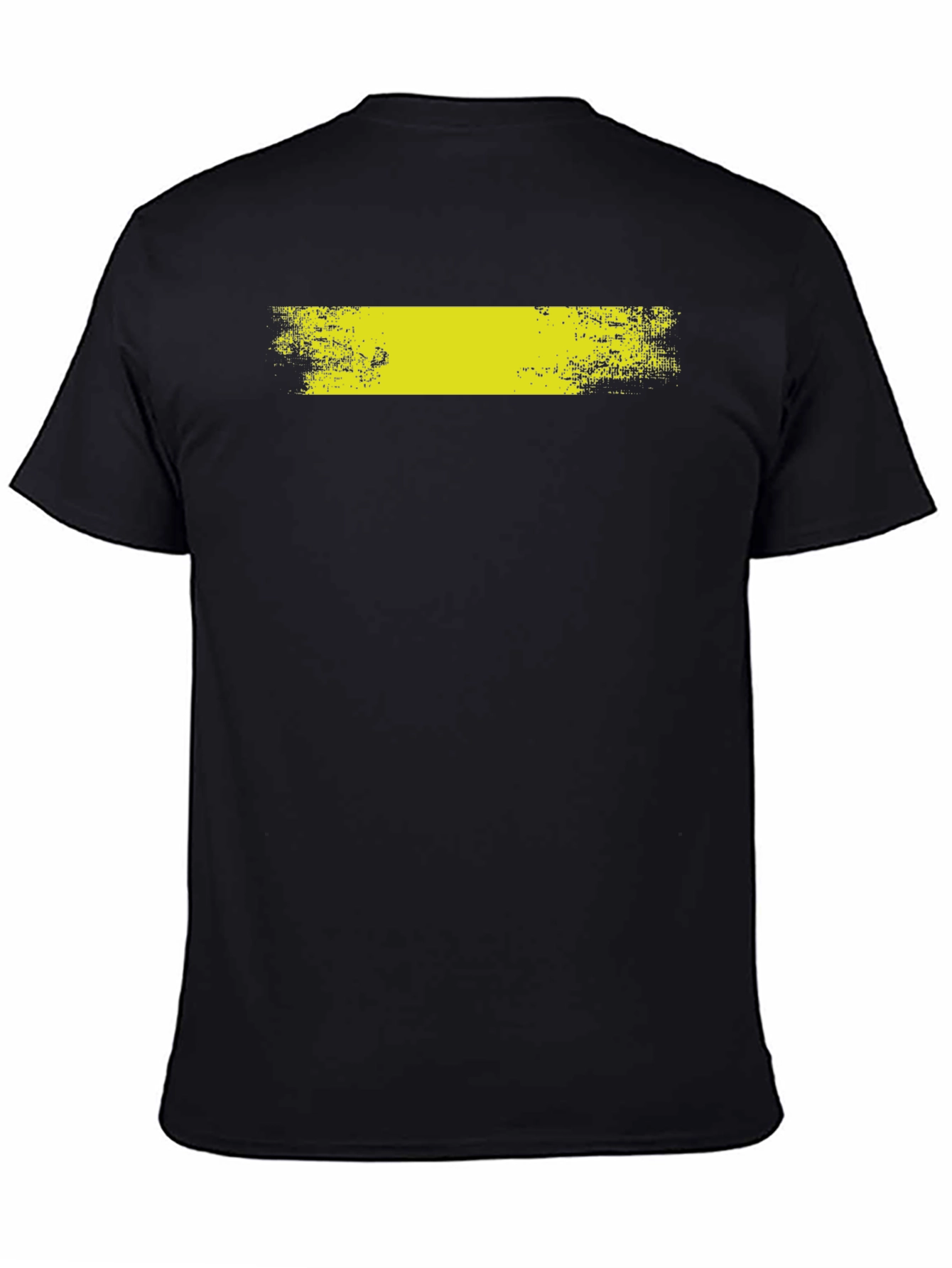 Black T-Shirt with Distressed Yellow Bar Graphic
