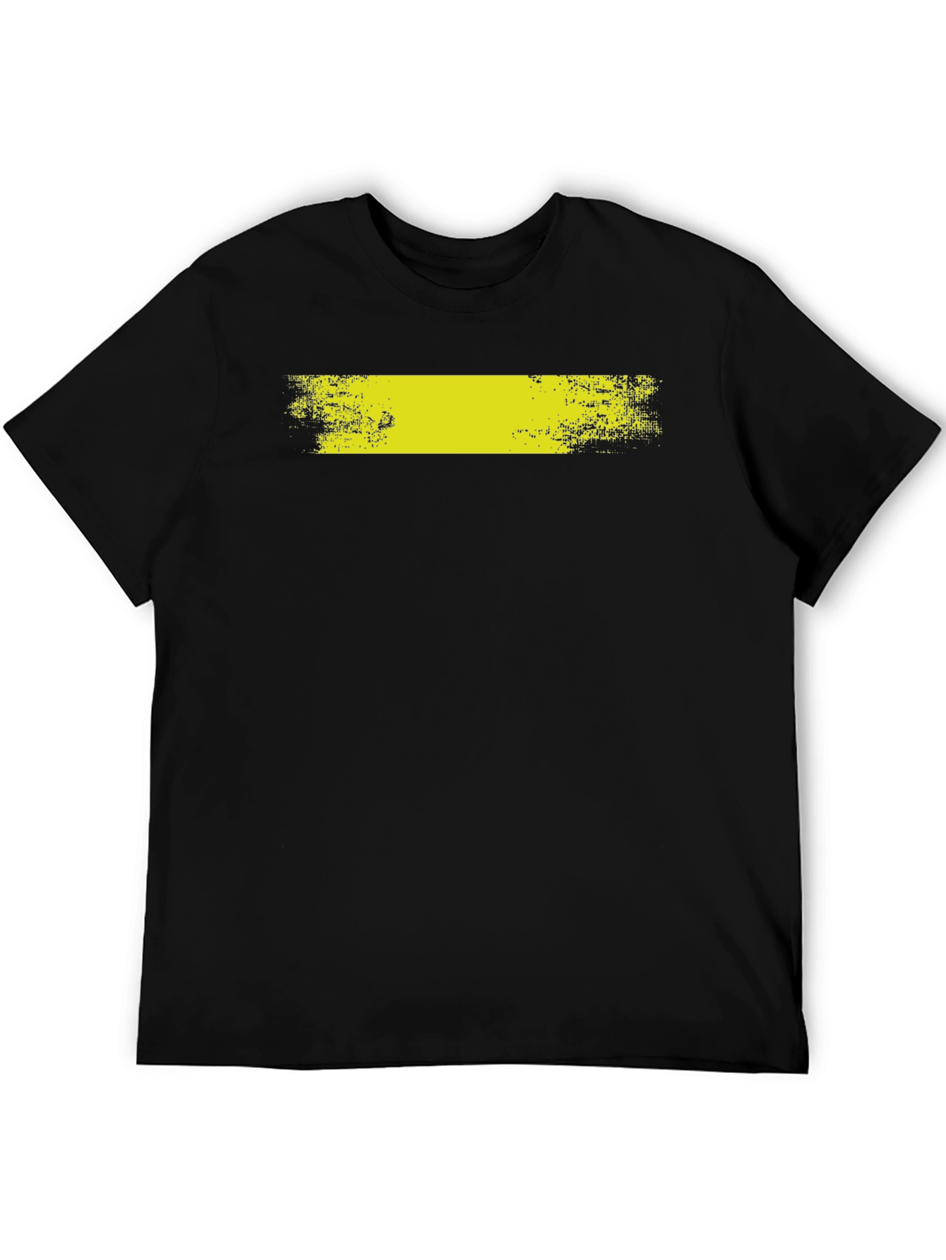 Black T-Shirt with Distressed Yellow Bar Graphic