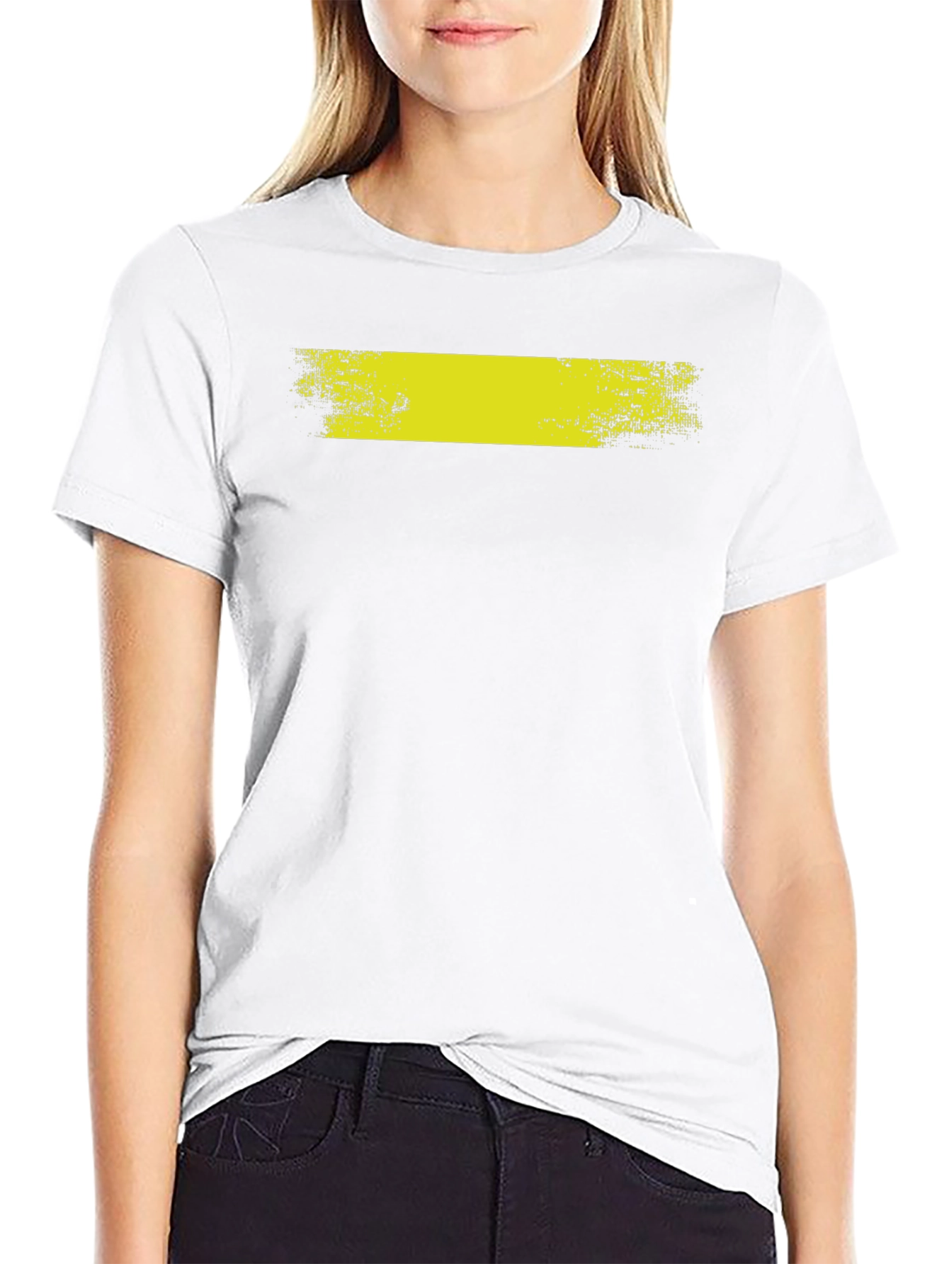 Black T-Shirt with Distressed Yellow Bar Graphic