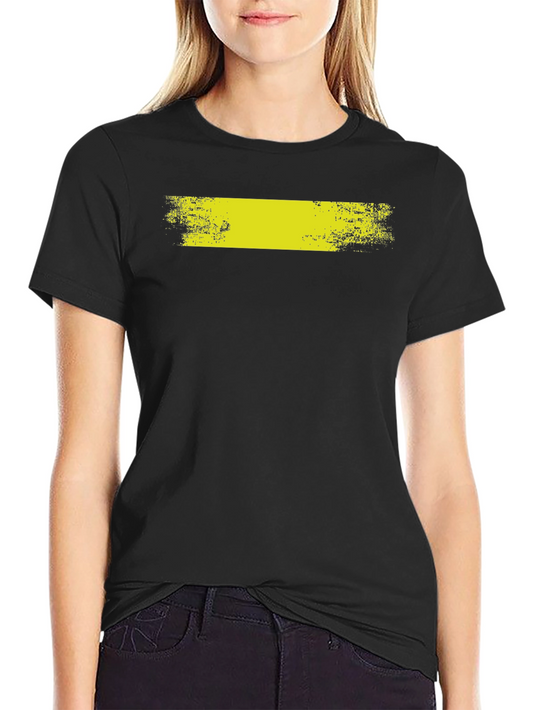 Black T-Shirt with Distressed Yellow Bar Graphic