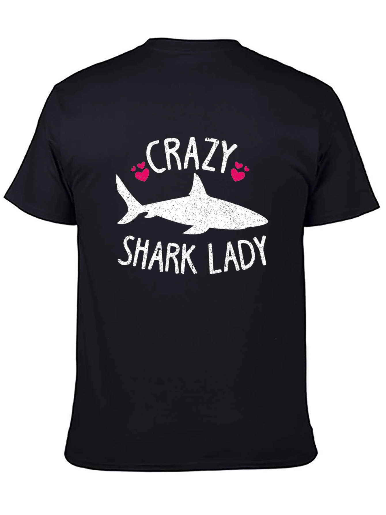 Crazy Shark Lady Black T-Shirt