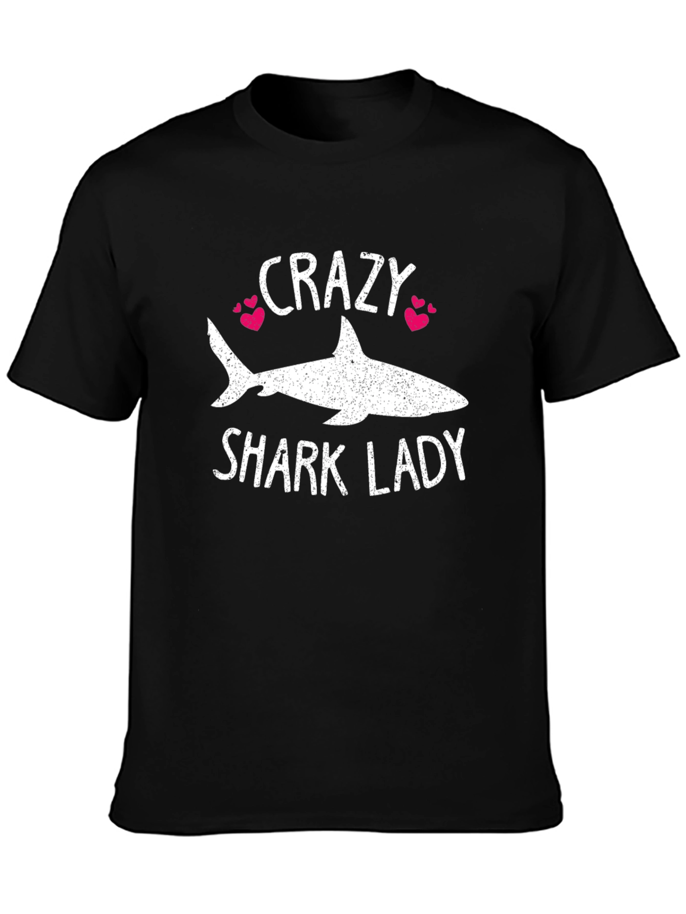 Crazy Shark Lady Black T-Shirt