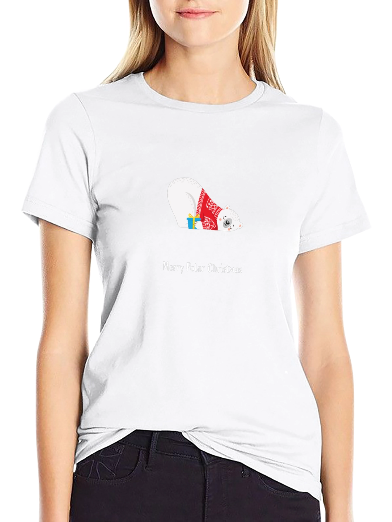 Merry Polar Christmas Graphic T-Shirt - Black